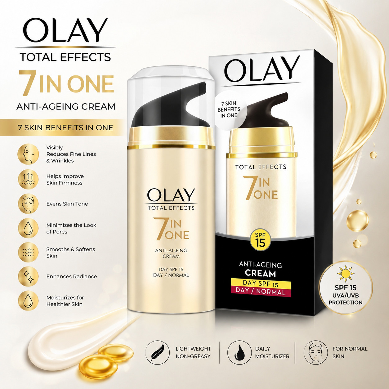 Olay Total Effects 7 In One Anti Aging Day Cream SPF 15 Wrinkle Moisturizer 20g