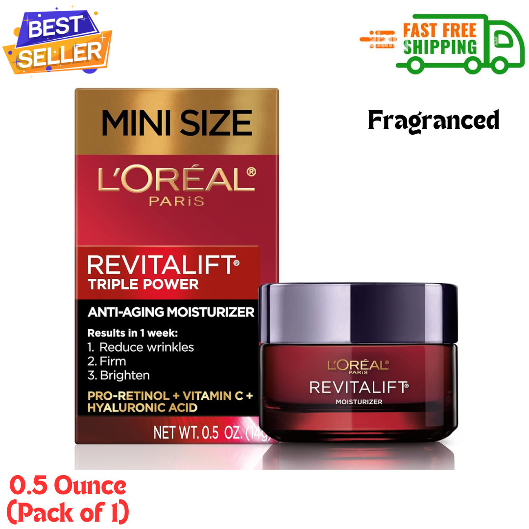 L’Oreal Paris Revitalift Triple Power Anti-Aging Face Moisturizer, 0.5 Oz Pack 1