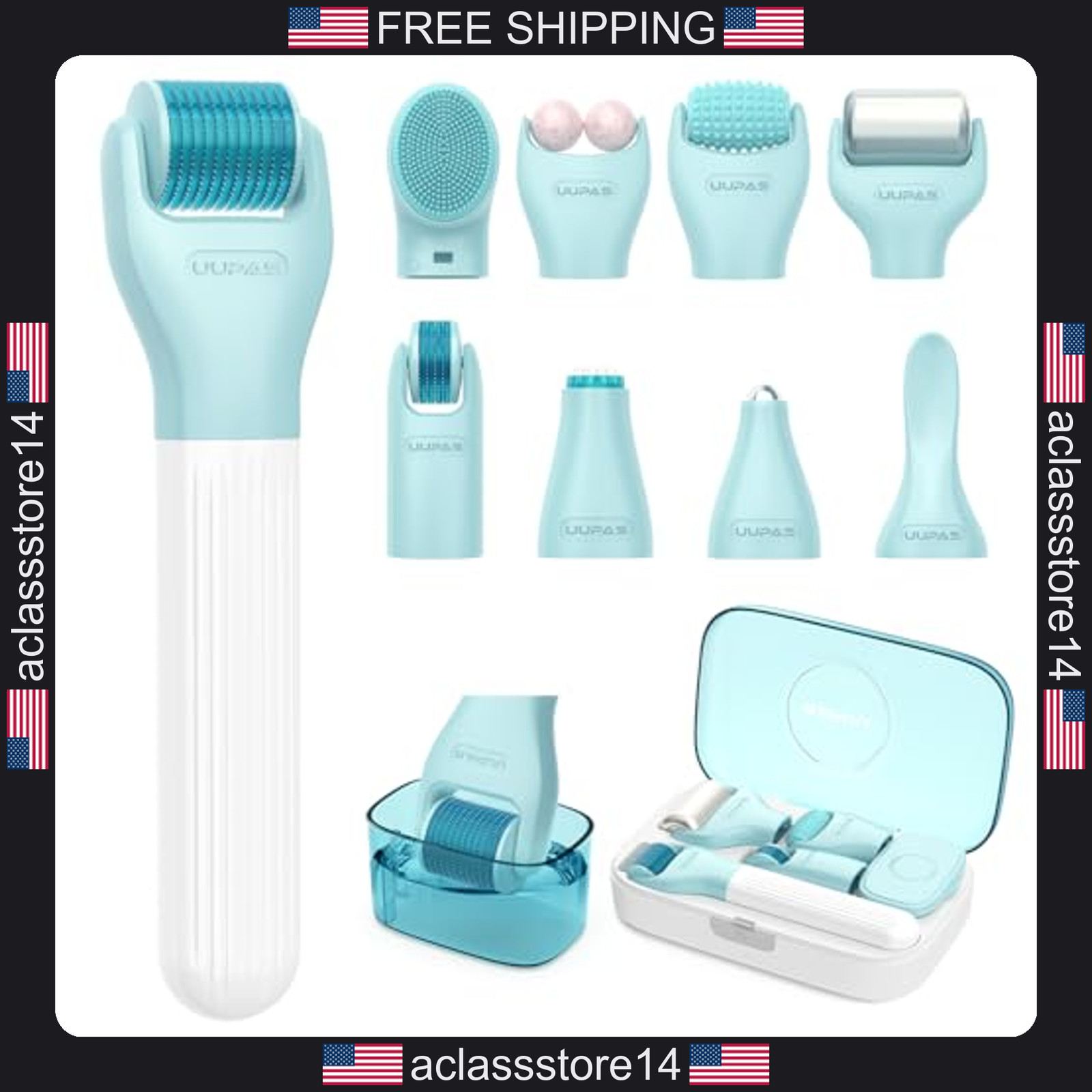 UUPAS 10-in-1 Derma Roller Set Microneedling Kit for Face Body Hair Beard Scalp