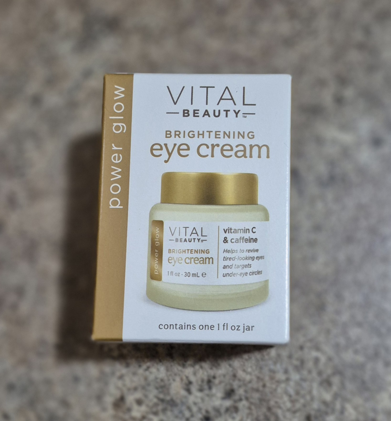 Vital Beauty Brightening Eye Cream Power Glow Vitamin C & Caffeine 1 Fl Oz NEW