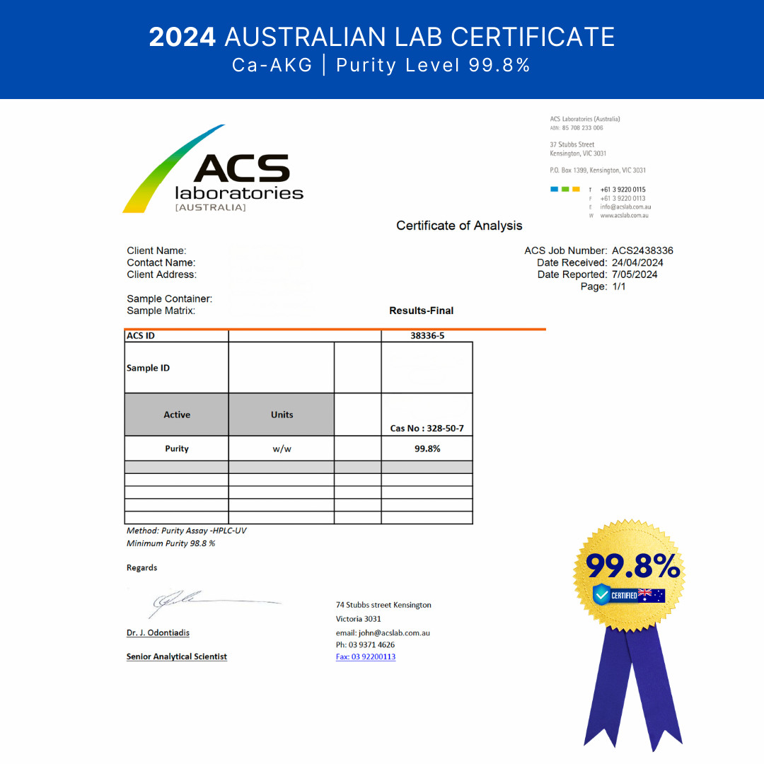 Ca Alpha Ketoglutarate Ca-AKG Trans Resveratrol Australian Certified Supplements