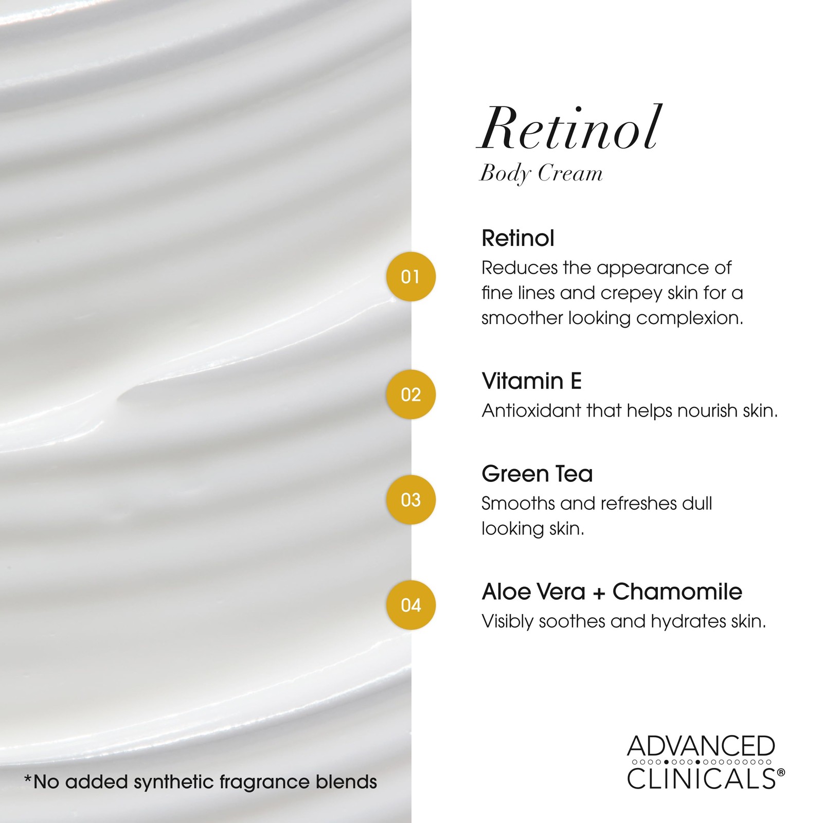Advanced Clinicals 16 Ounce (Pack of 1), 1 – Retinol Firming Body Cream