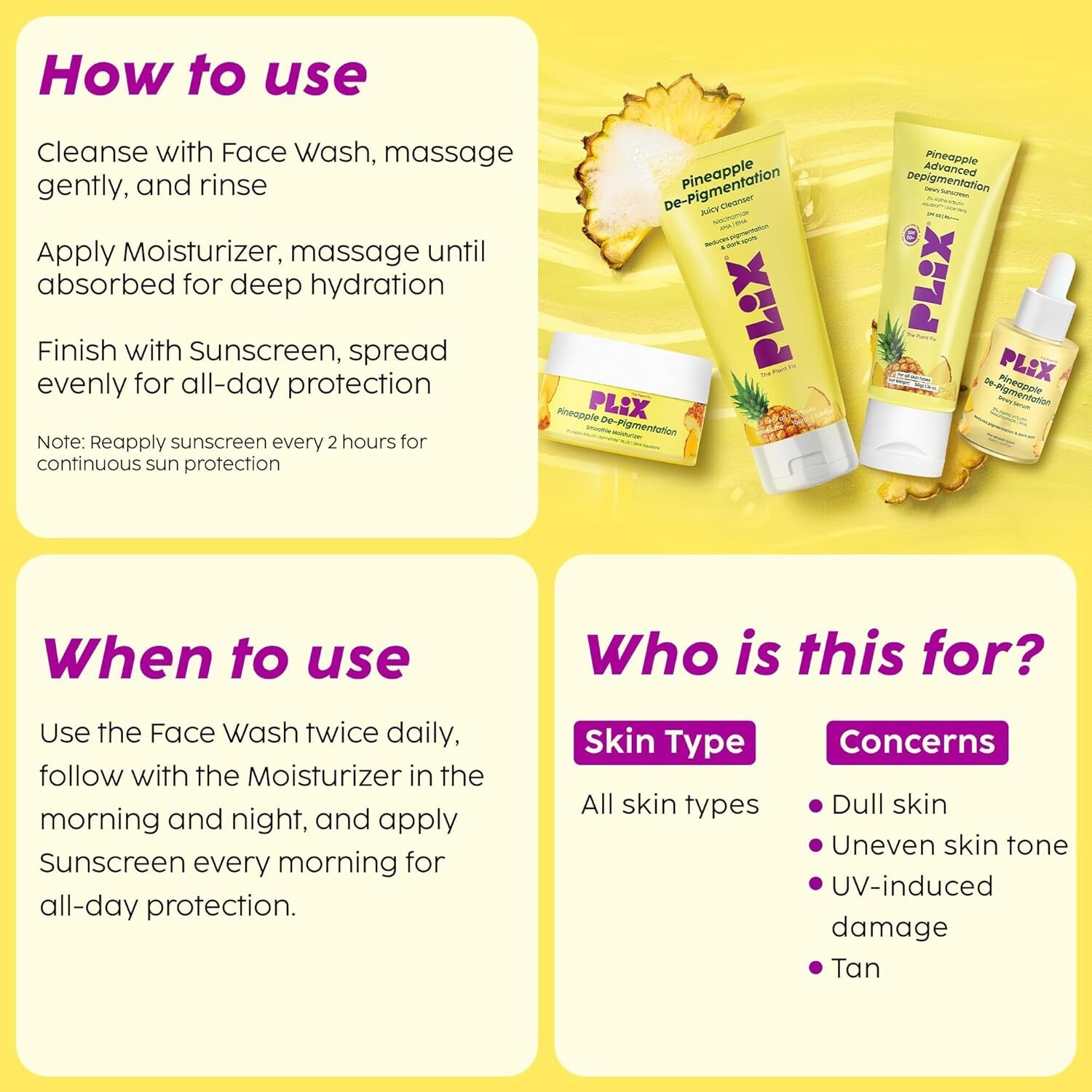 PLIX – THE PLANT FIX Pineapple Depigmentation Regime Kit for Bright & Even Skin