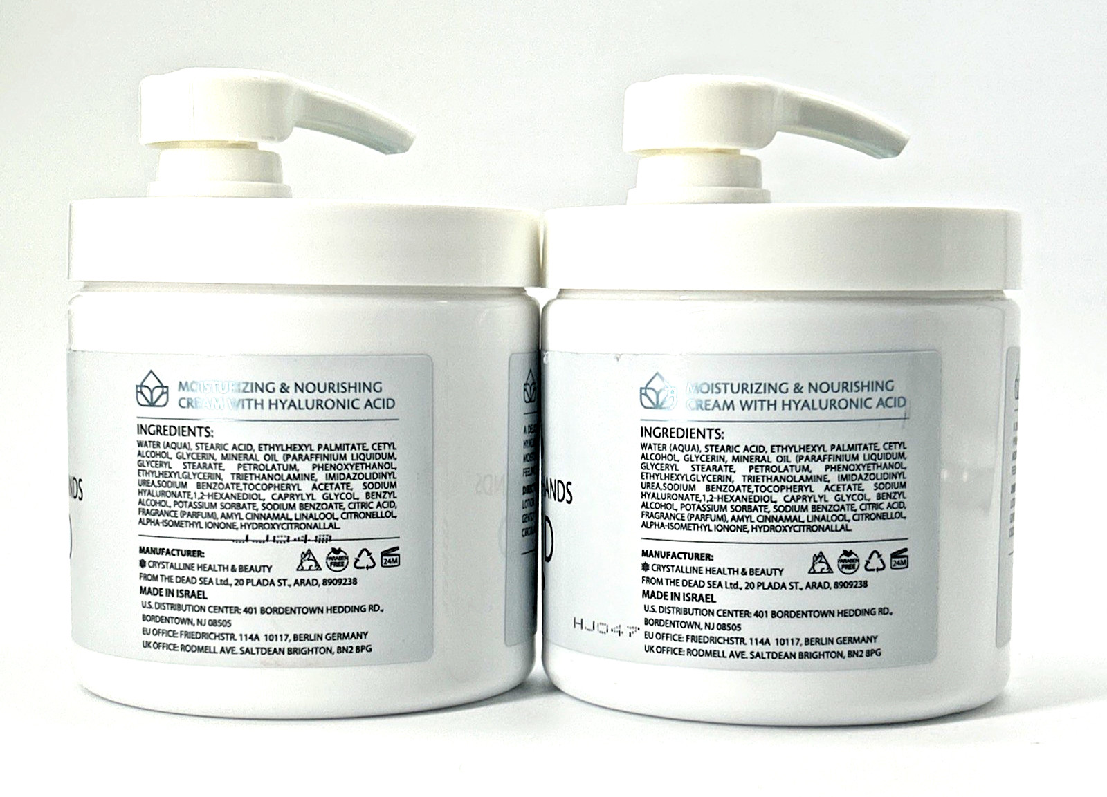 2 SkinCare Professional Size Hyaluronic Acid 3-in-1 Cream 16.9oz Face Neck Hands