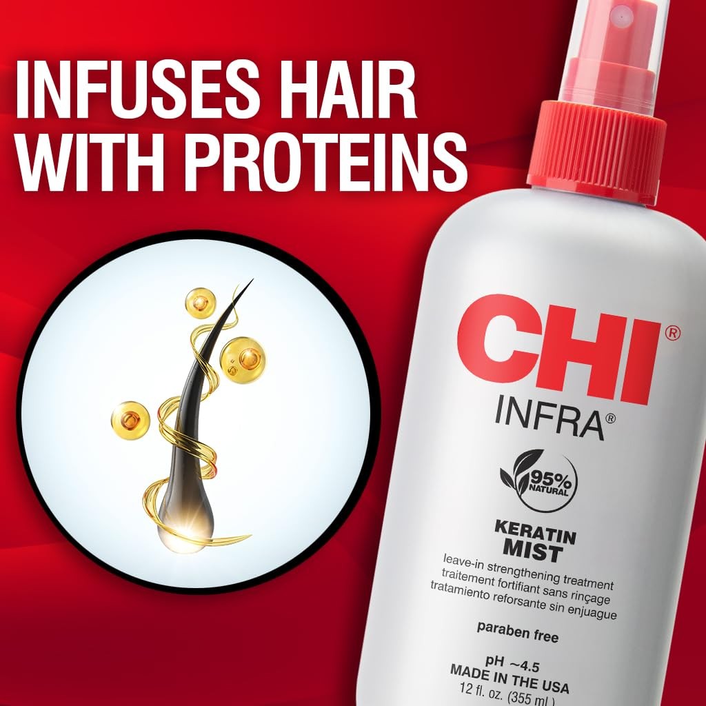 CHI Keratin Mist, Strengthening Hair Spray 12 Fl Oz (Pack of 1), Transparent