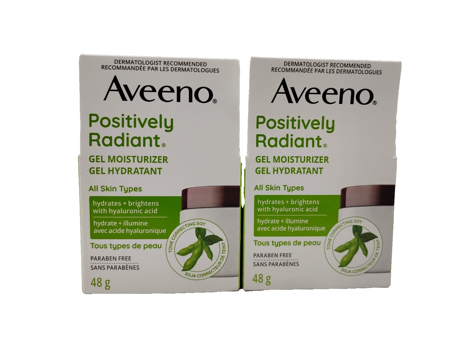 2X! NEW! Aveeno Positively Radiant Gel Moisturizer Tone Correcting (1.7oz/48g)