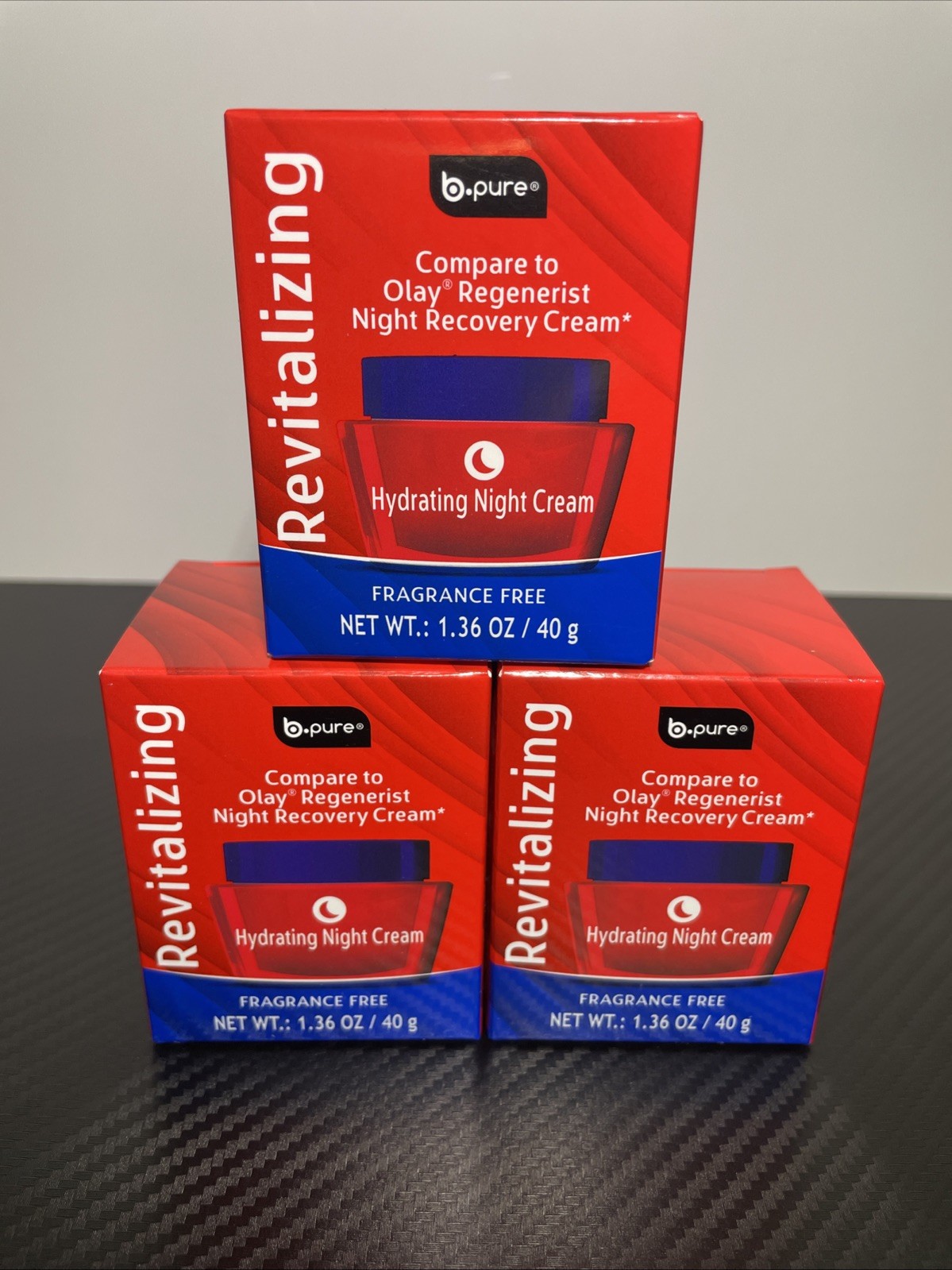 Lot Of 3 B Pure Revitalizing Hydrating Night Cream 1.36oz New