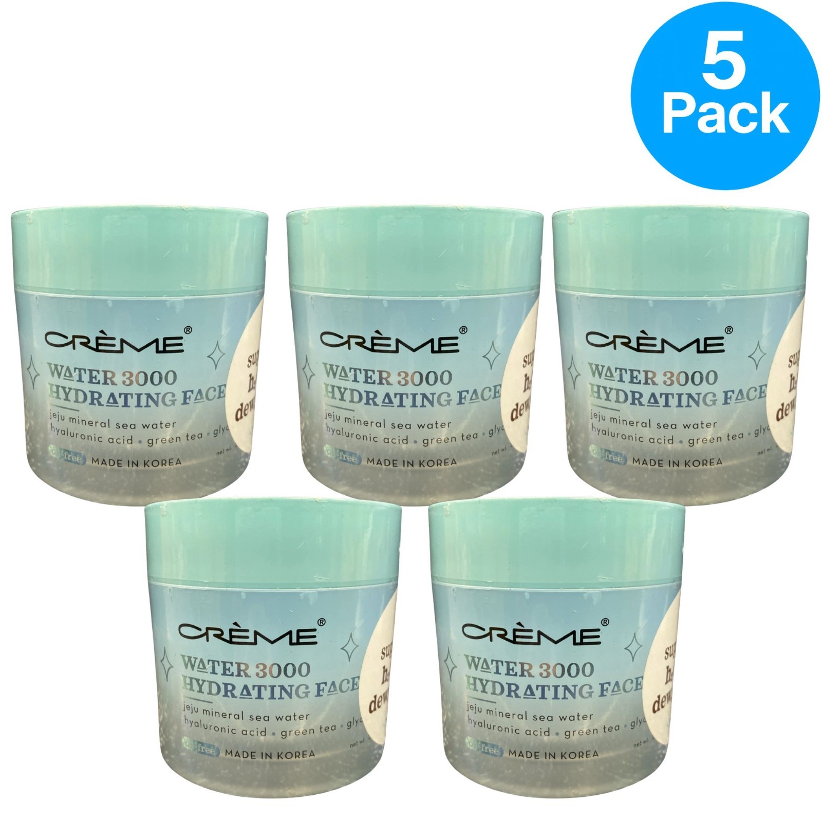 Crème Water 3000 Hydrating Face Cream 5 Pack 3.38oz New