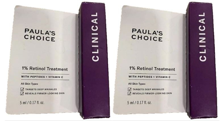 Paula’s Choice Clinical 1% Retinol Treatment x 2, Travel, 0.17 fl. oz/ 5 mL, NEW
