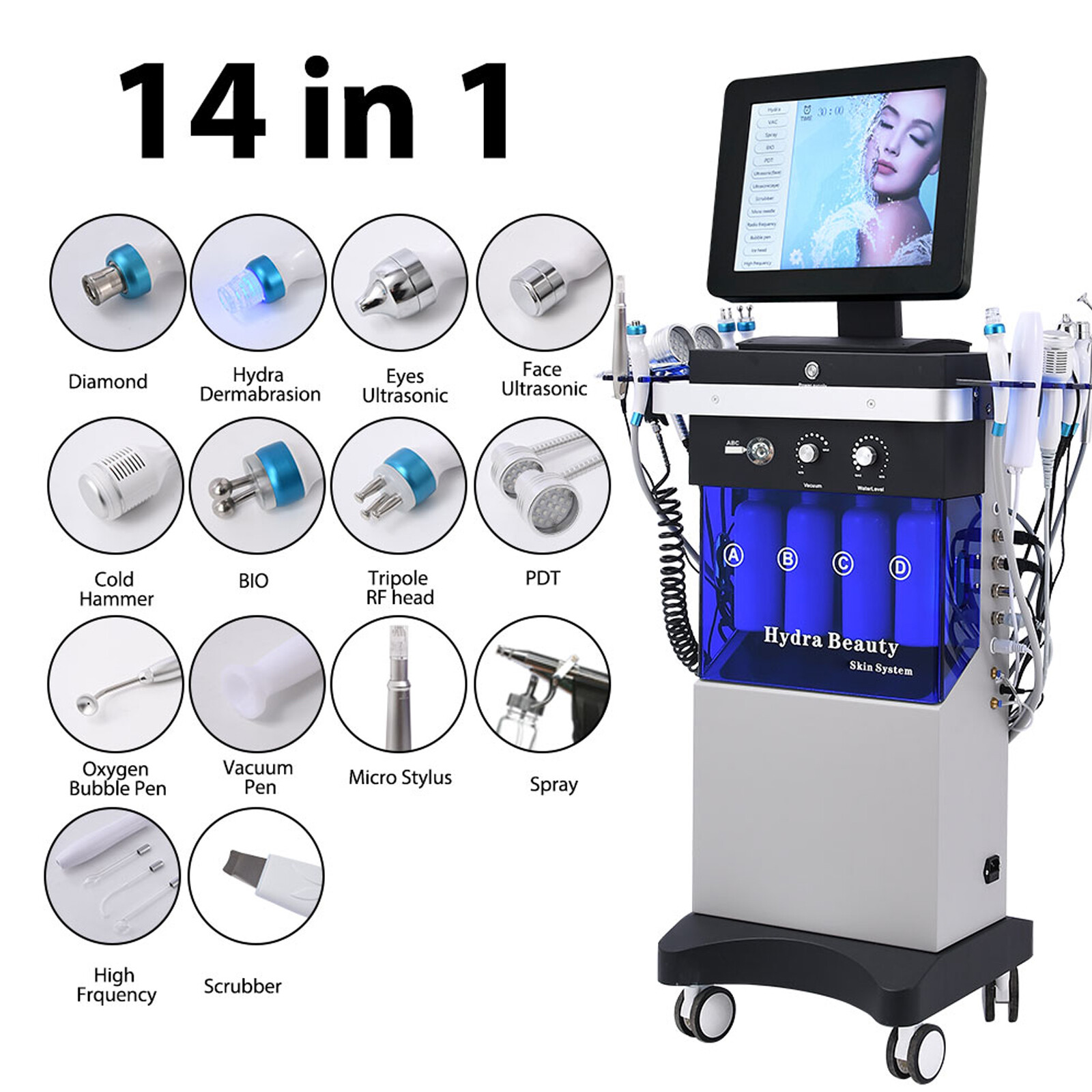 14in1 Hydra Spa Facial Beauty Machine Hydro Dermabrasion Skin Cleaning Face Li1y