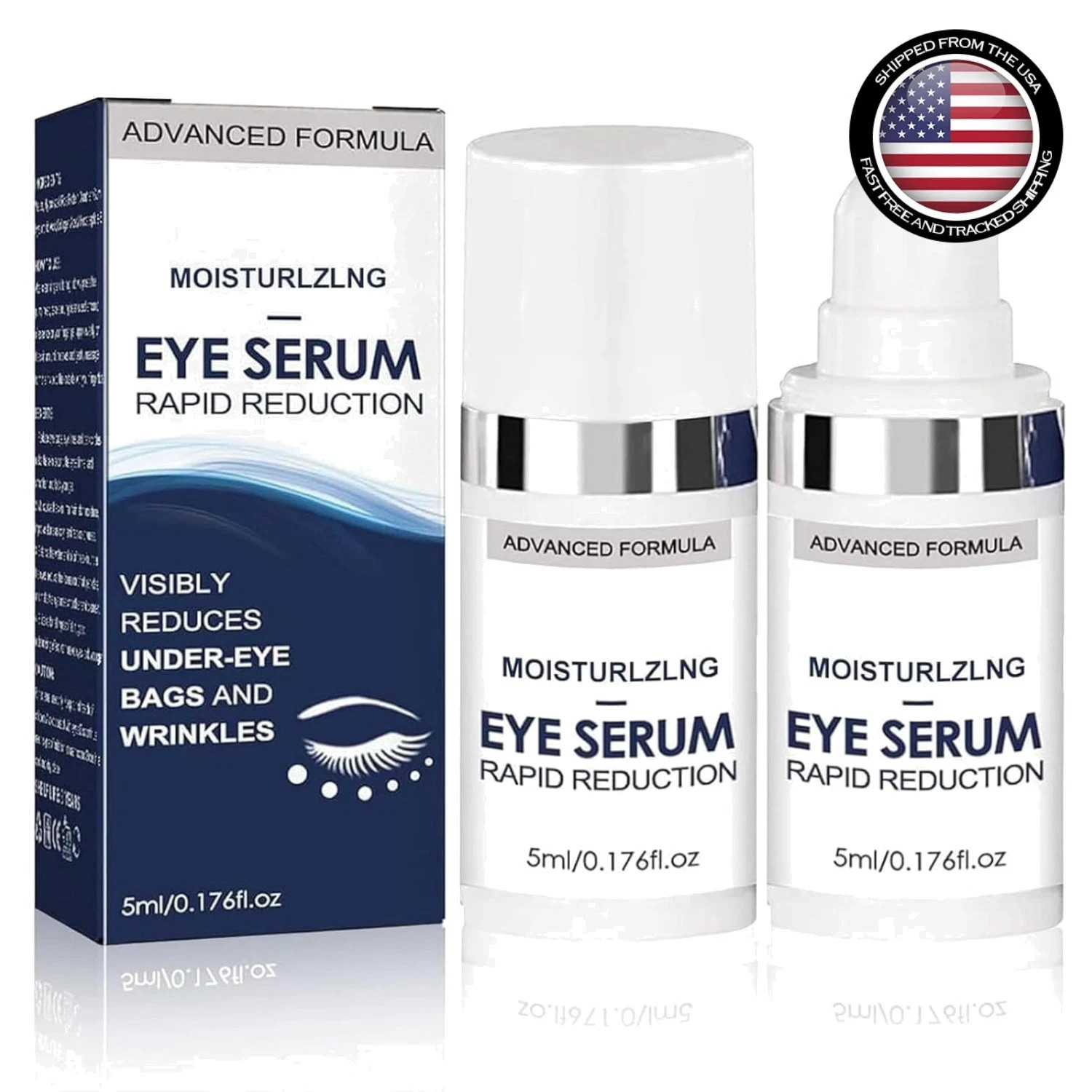 2 PCS Rapid Reduction Eye Serum, Anti Aging Serum Visibly Reduces Under-Eye Bags