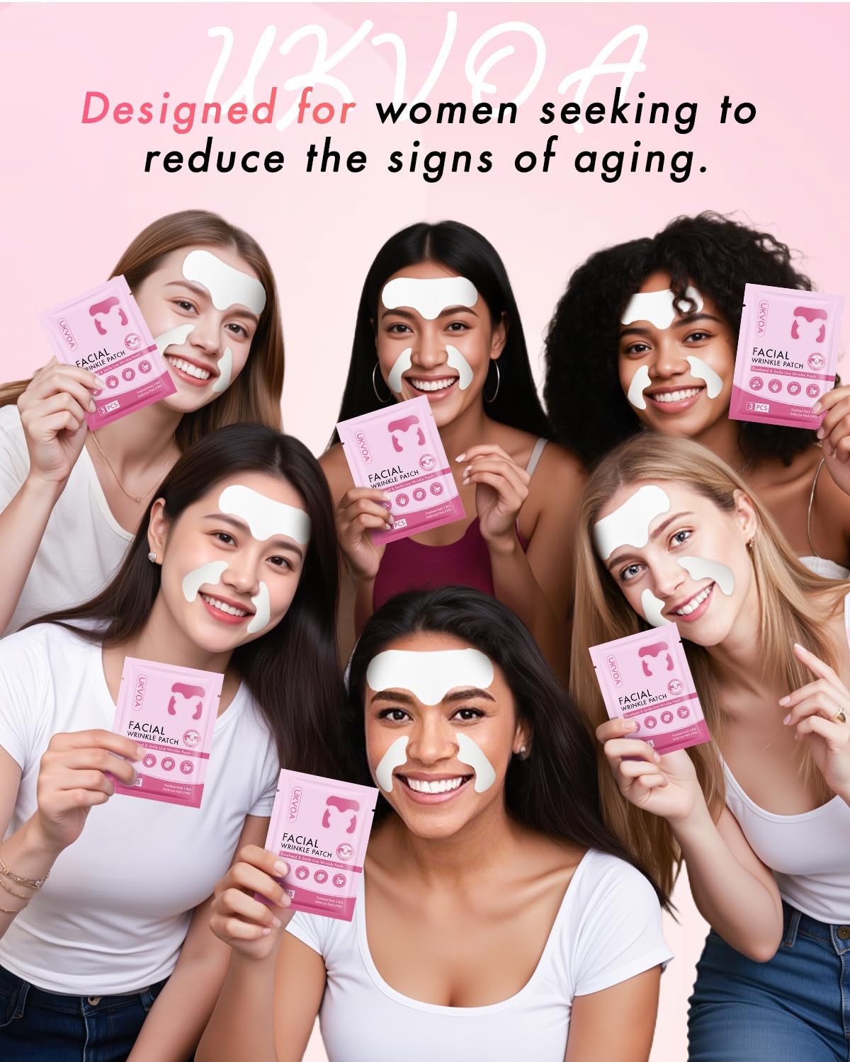 Forehead Smile Line Patches, 36pcs, Hyaluronic Acid, Collagen, Vitamin E