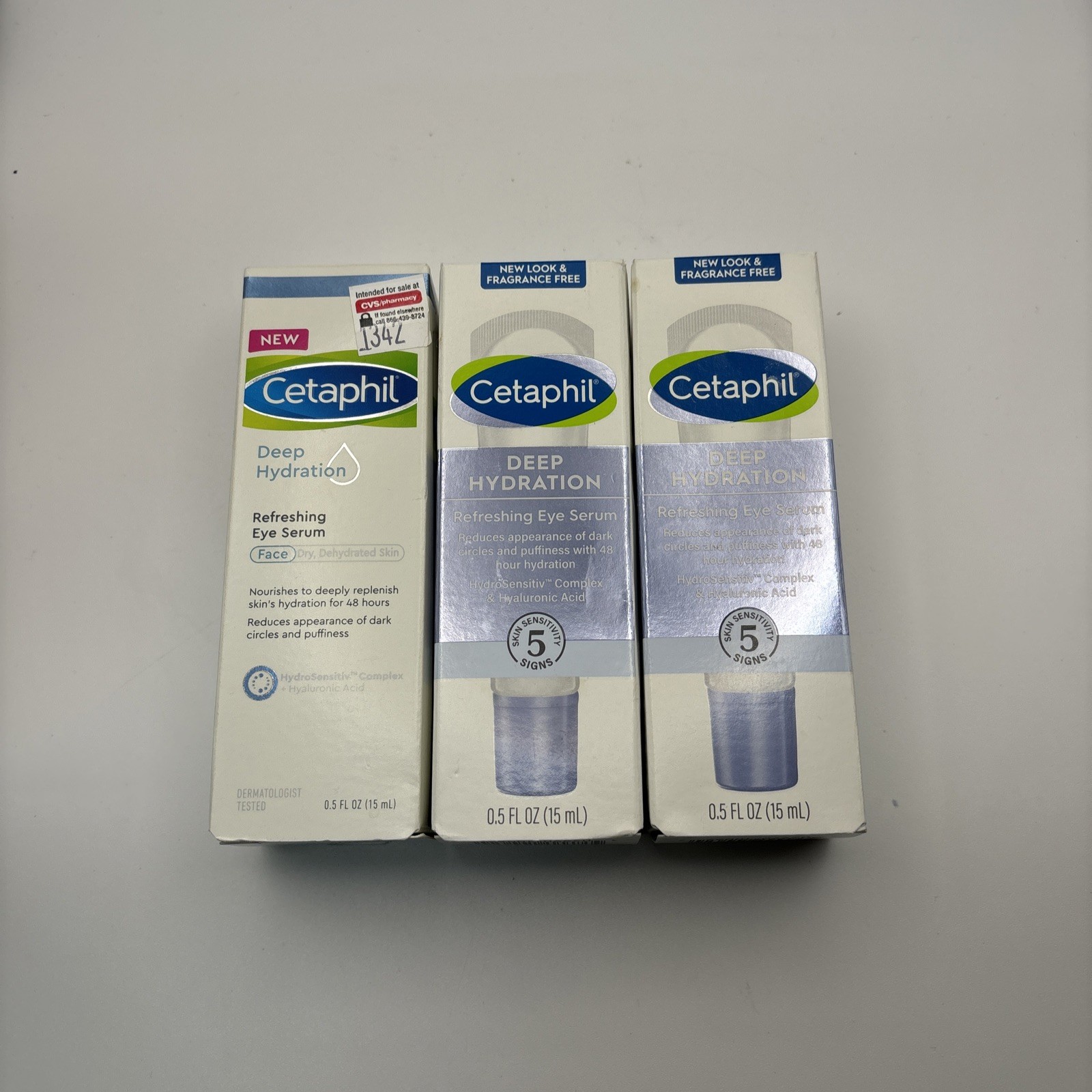 3PK Cetaphil Deep Hydration 0.5oz Refreshing Eye Serum NEW! PACKAGING VARIES