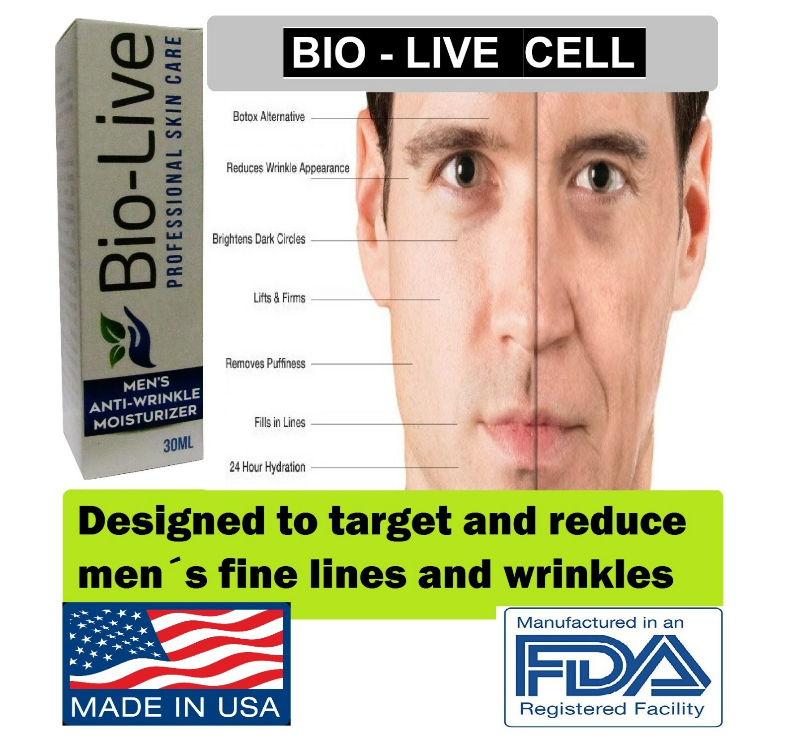 Anti aging Cream FOR MEN Anti Wrinkle Face Effective Mens Bio