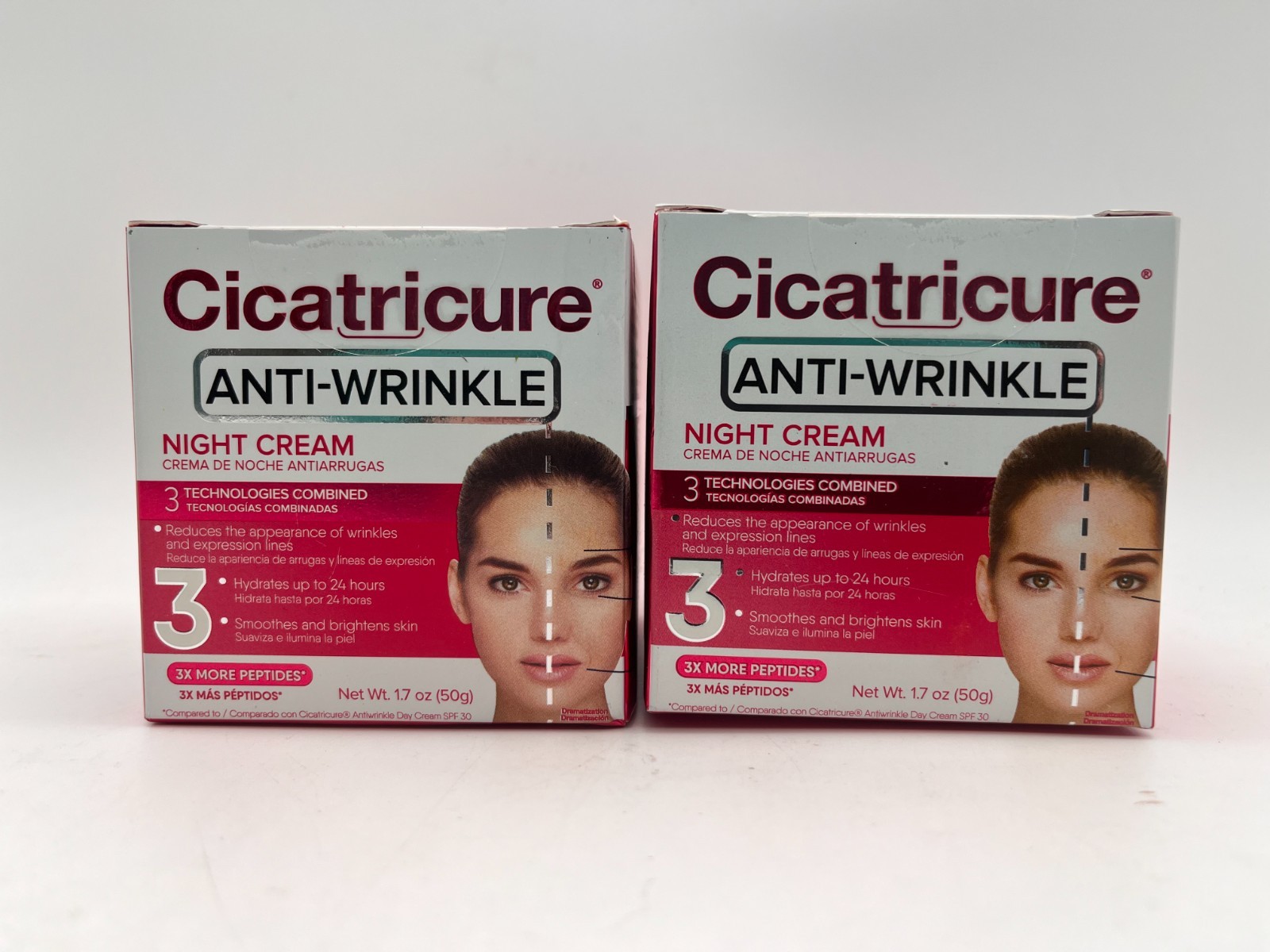 2x CICATRICURE ANTI-WRINKLE NIGHT CREAM 1.7 OZ EACH SEALED MR 1243