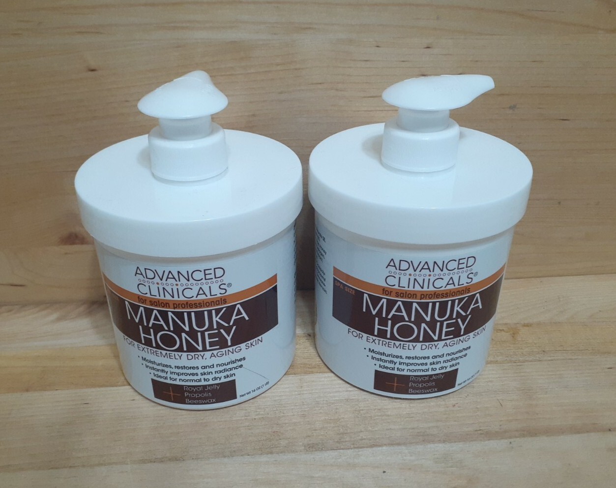 2 PACK: Advanced Clinicals MANUKA HONEY Moisturizing Skin Lotion BEES WAX 16 oz