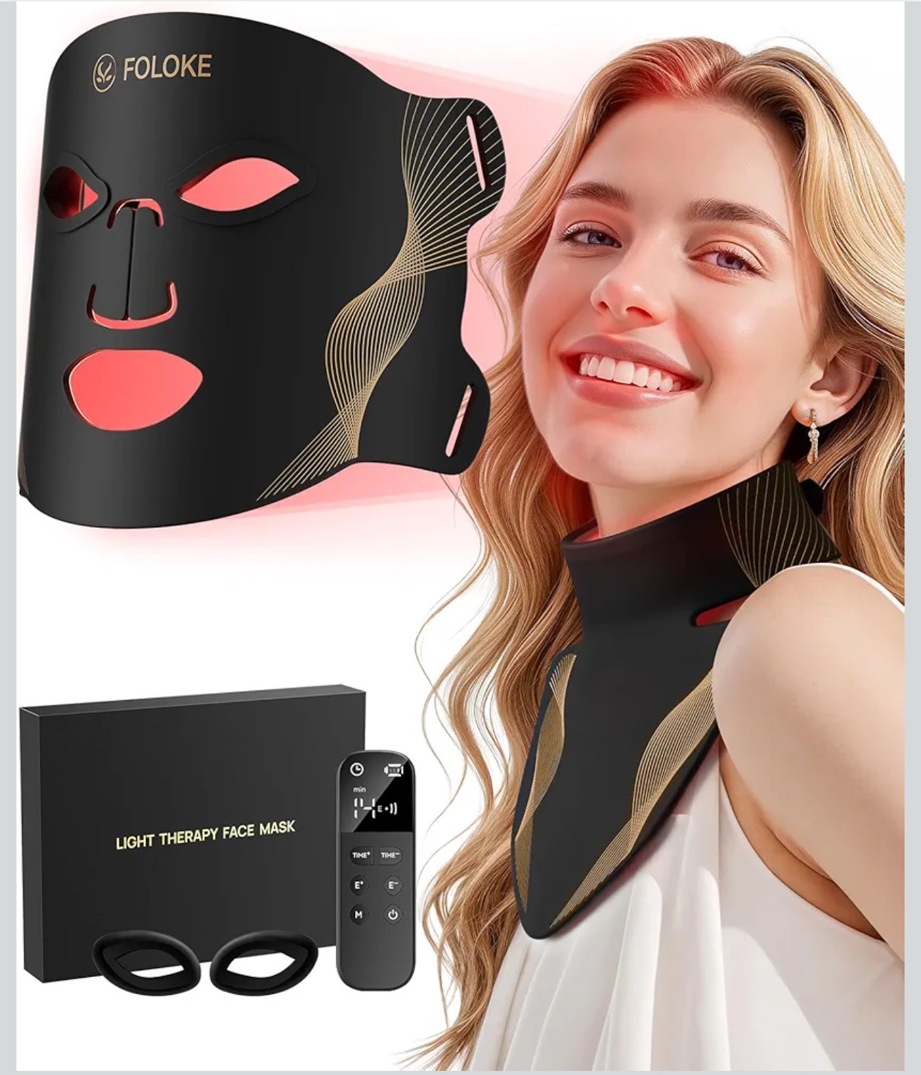 Red Light Therapy Mask 7-Color LED Face and Neck Light Therapy with 850nm NIR