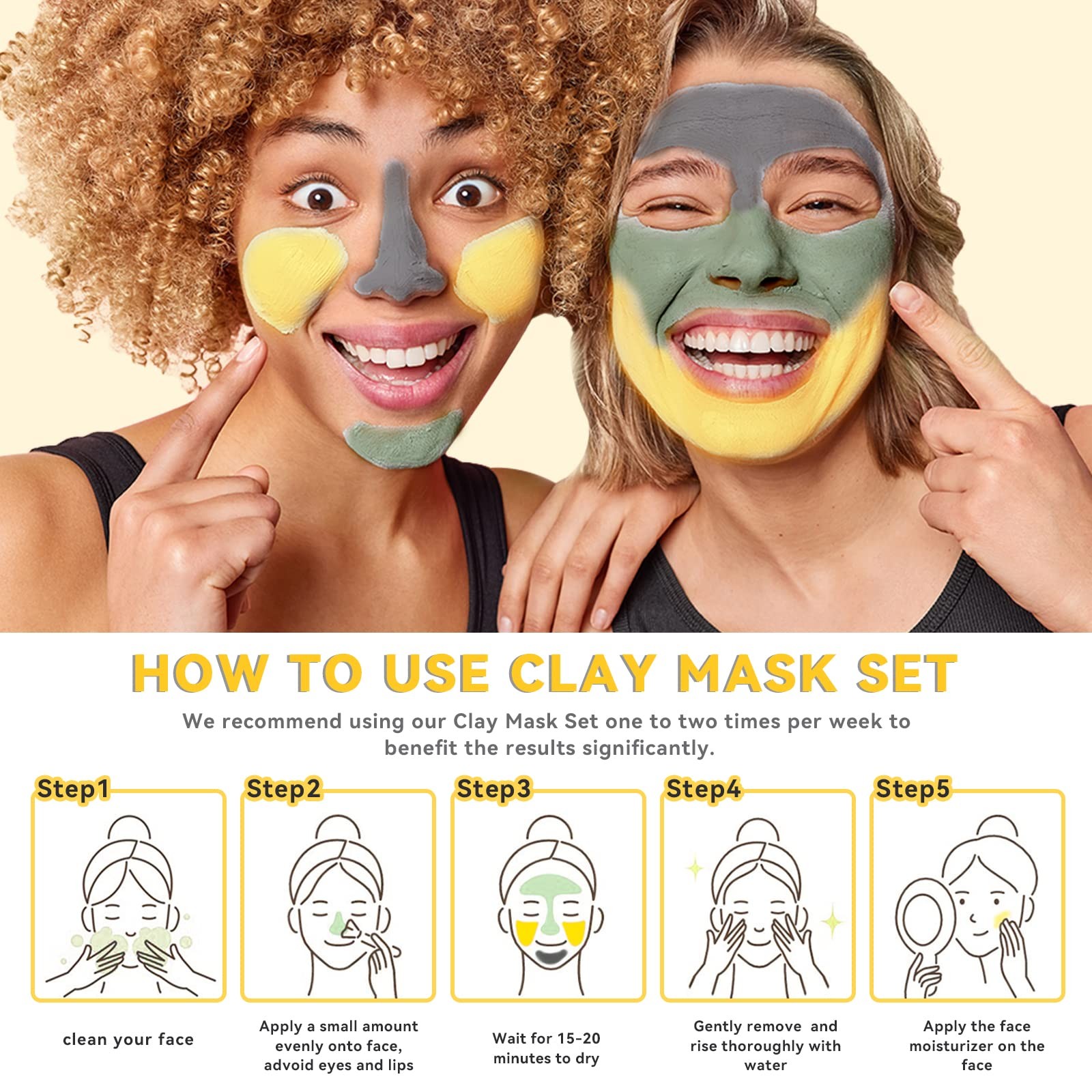3 Pcs Face Mask Set – Turmeric Clay Mask – Green Tea Face Mask – Dead Sea Mud…