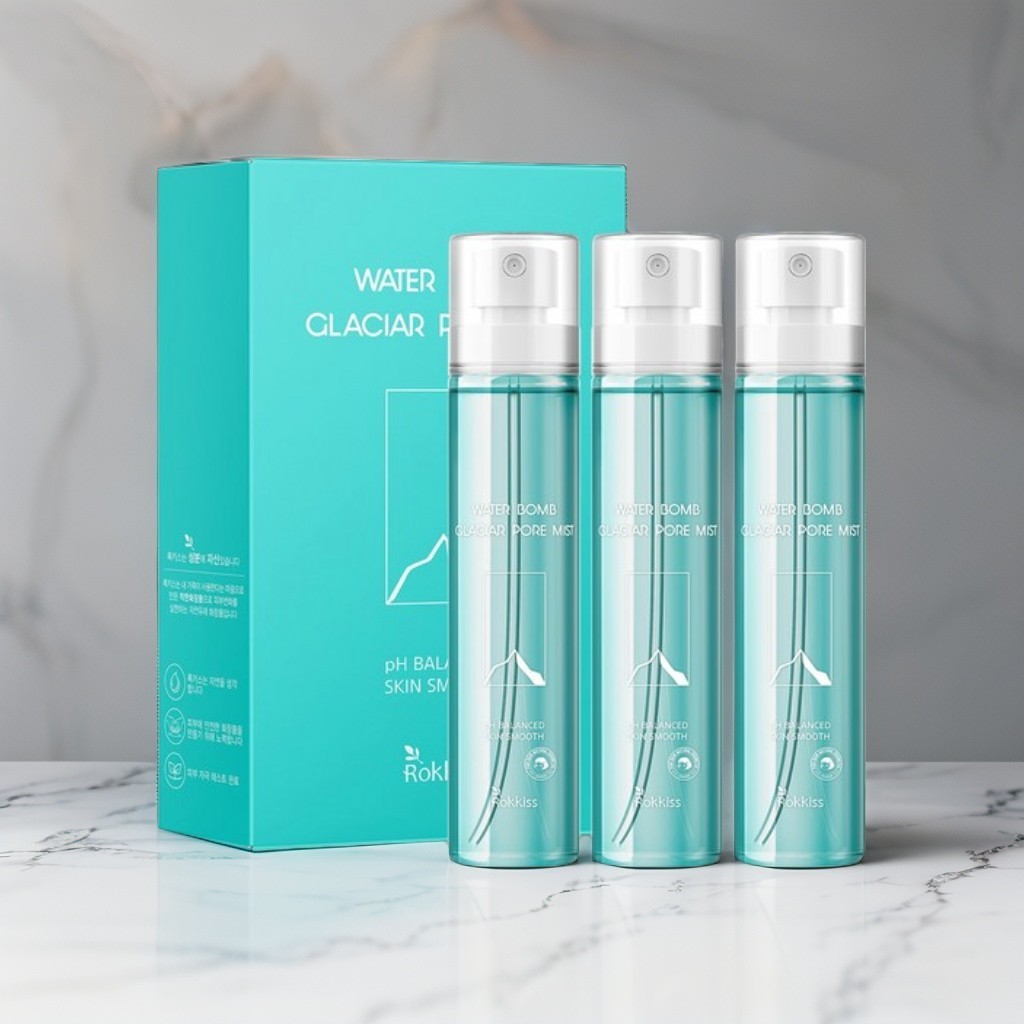 ROKKISS Water Bomb Glacier Water Pore Mist 100ml (3.38oz)x 3pcs K-Beauty