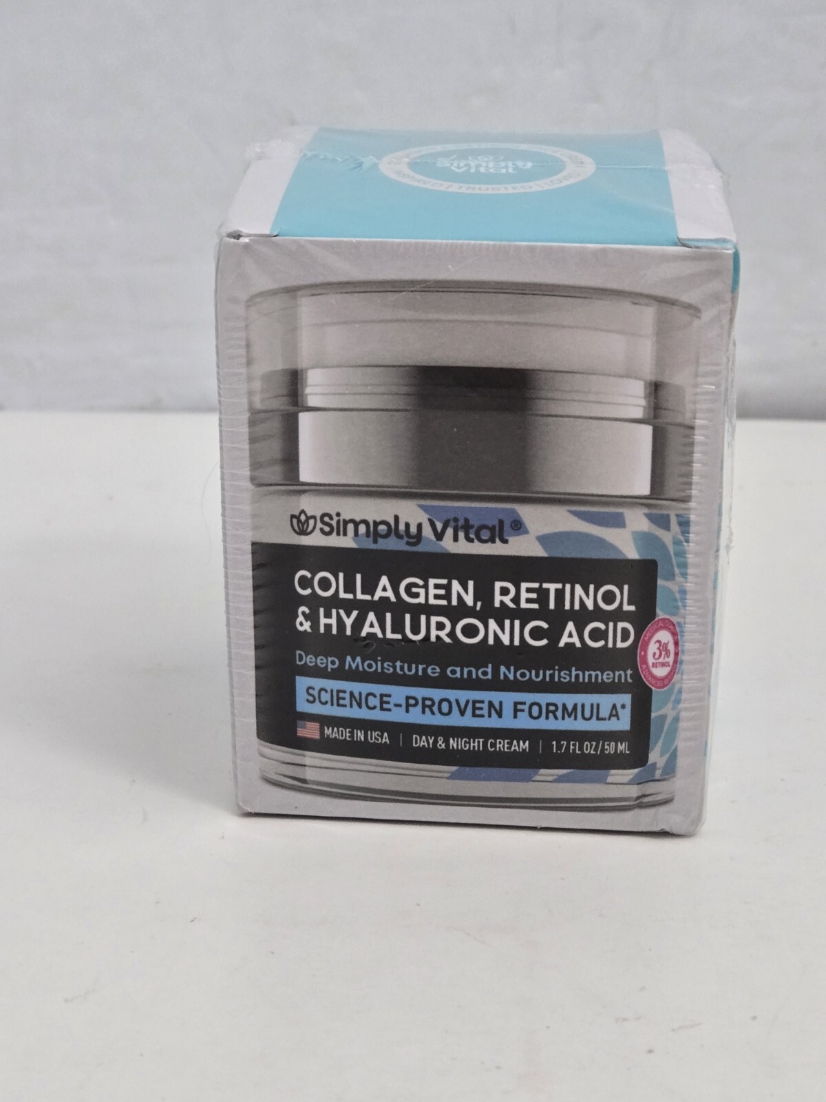 Simplyvital Collagen Retinol & Hyaluronic Acid Cream AntiAging 1.7oz Sealed Box