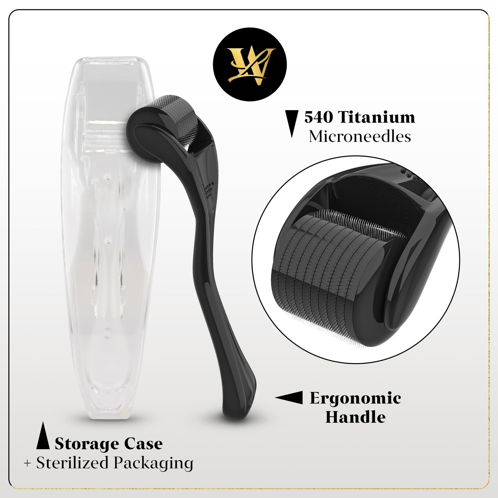 Derma Roller for Skin, Hair & Beard – Women and Men Titanium 1.0 Jet Black