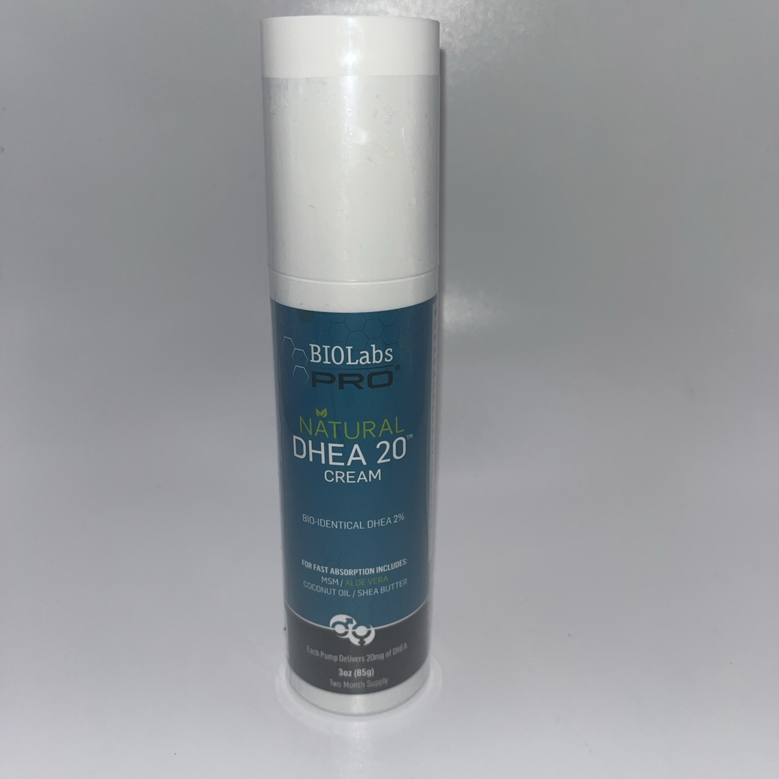 BIOLABS PRO Natural Bio-Identical DHEA 20 Cream 2-Month Supply Men/Women Sealed