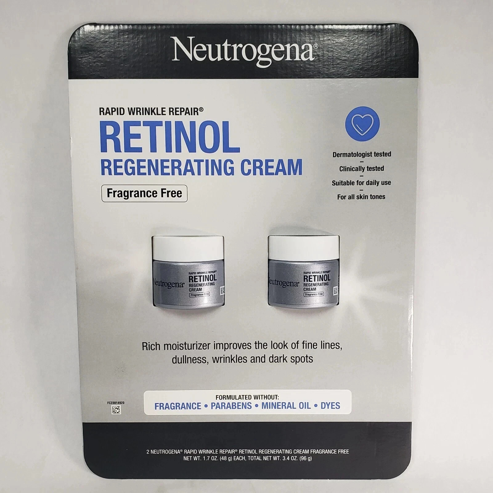 4 Neutrogena Rapid Wrinkle Repair Regenerating Cream Fragrance Free 1.7oz Jars