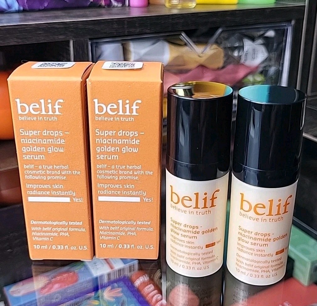 Belif Super Drops Niacinamide Golden Glow Serum Travel Mini 0.33 Oz EA Lot Of 2