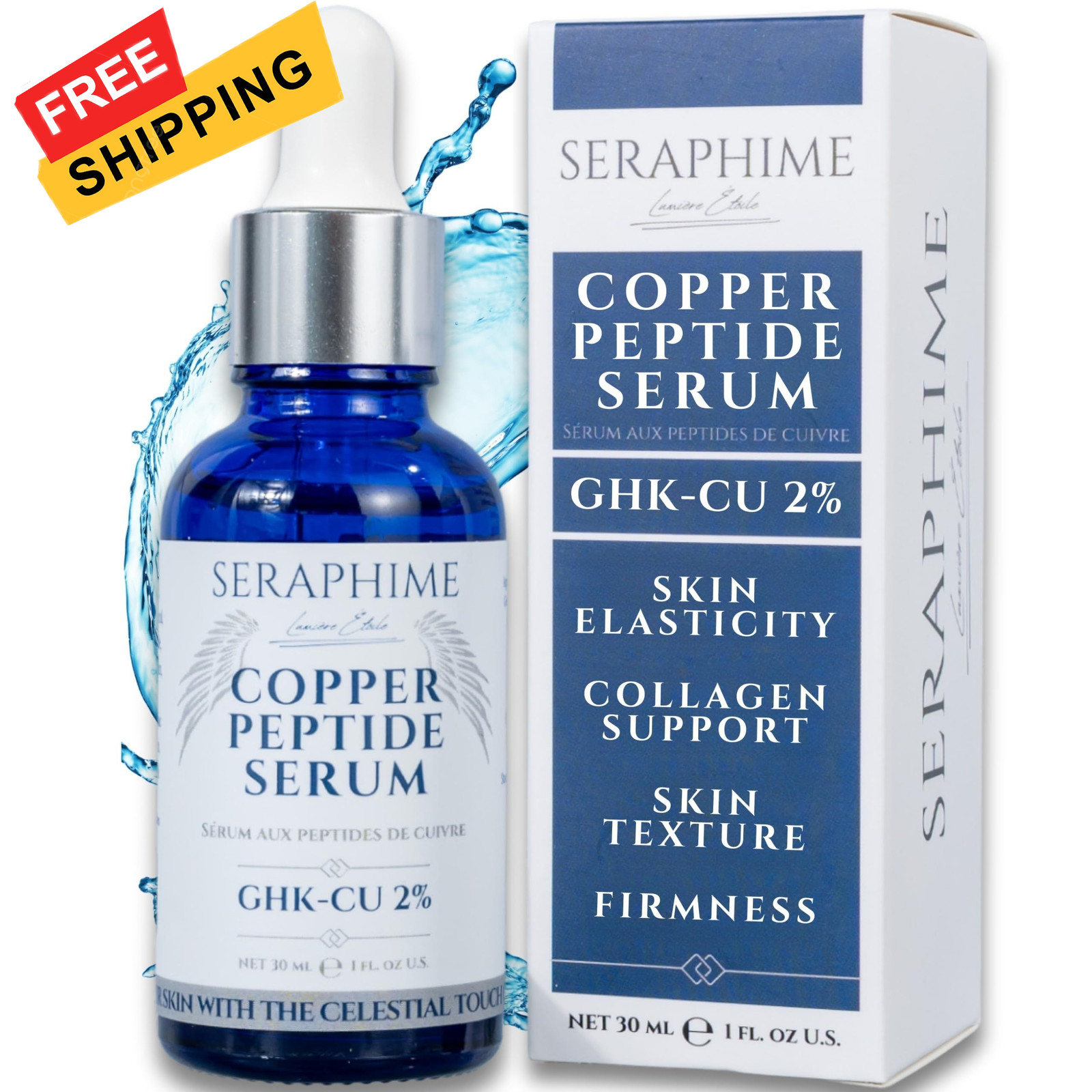 Copper Peptides Serum for Face, 2% Peptide 1 Fl Oz (Pack of 1), Blue