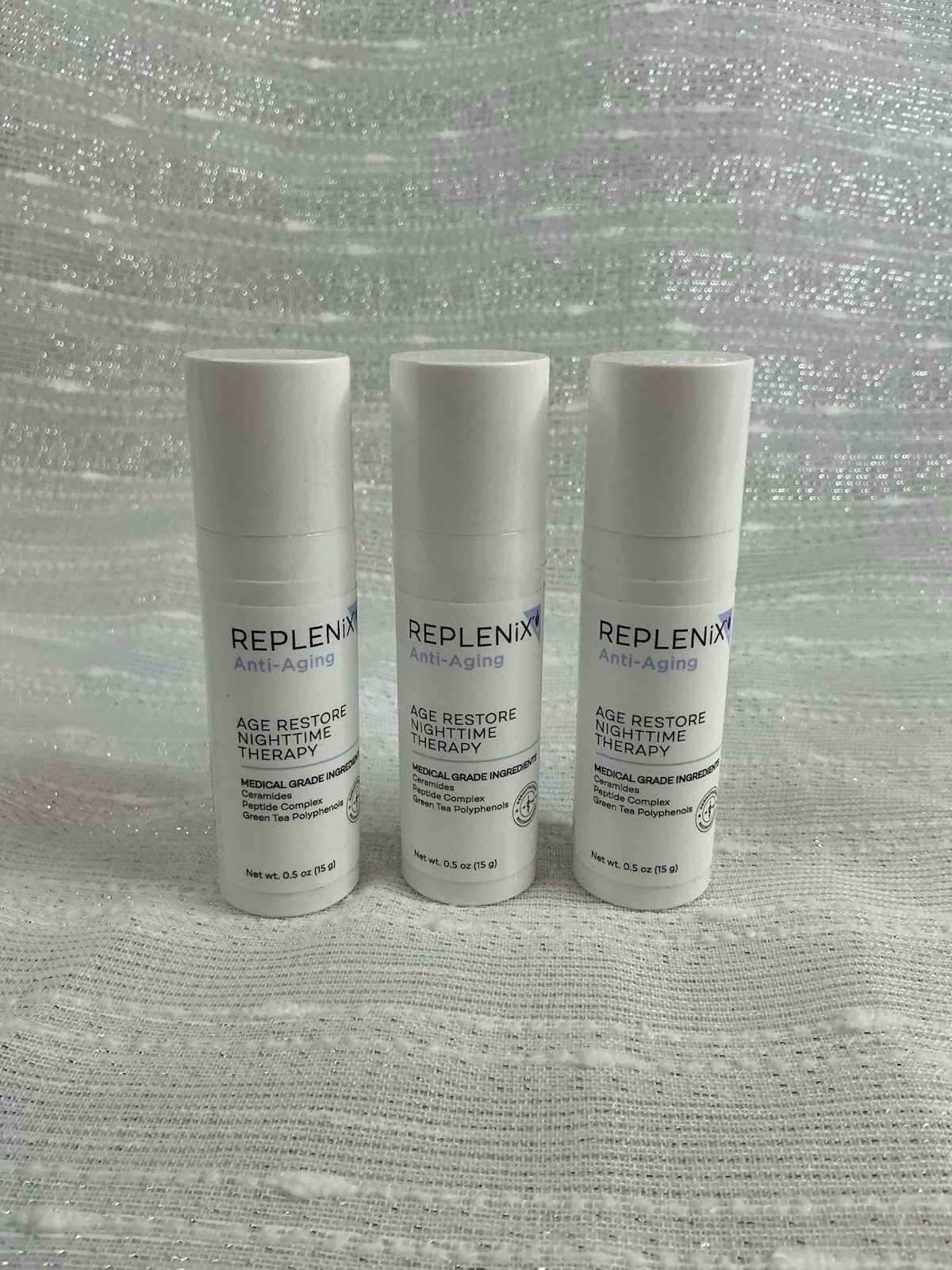Lot of 3 Replenix Age Restore Nighttime Therapy 3 X 0.5oz 15g Anti-Aging TRAVEL