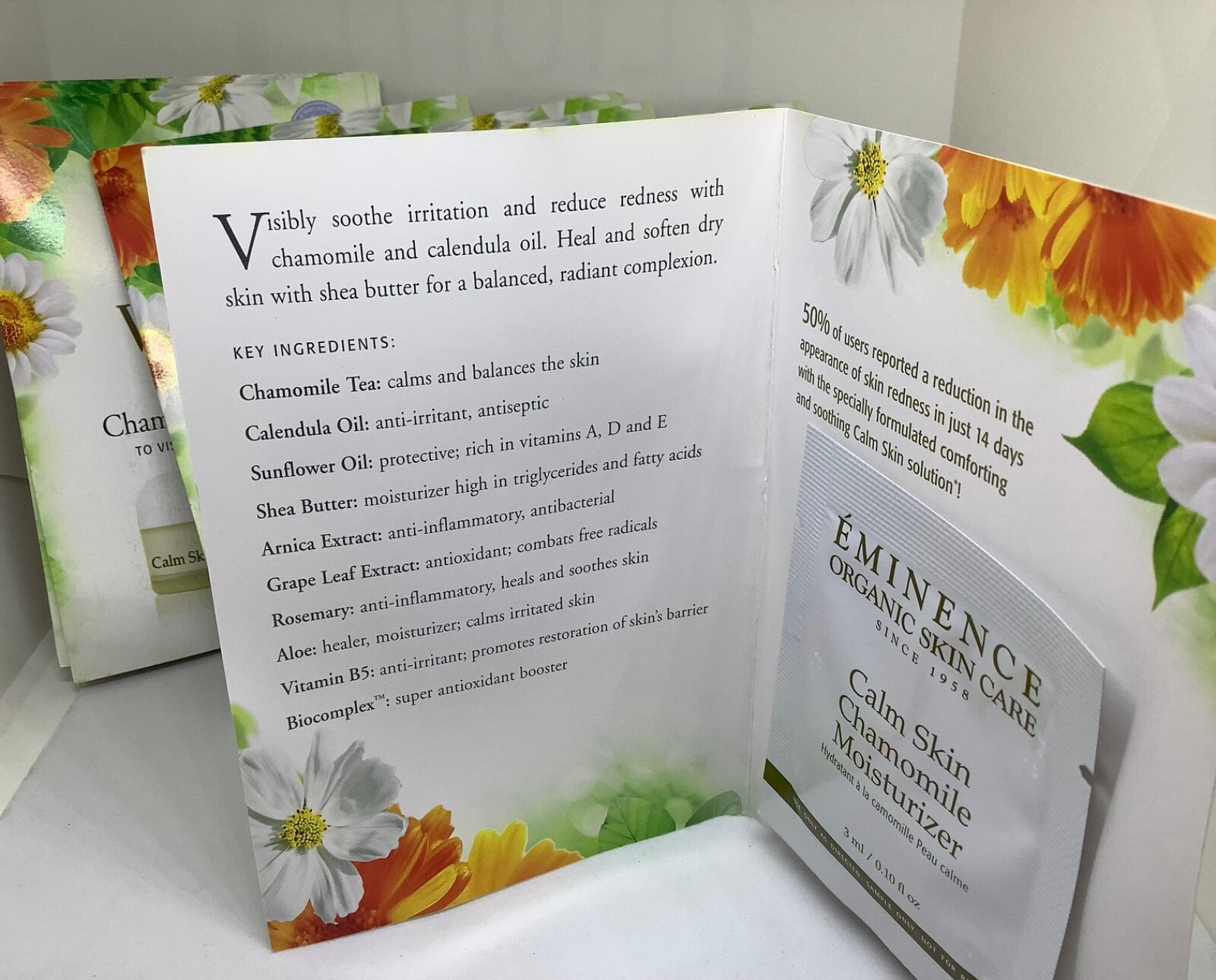 12 Eminence Calm Skin Chamomile MOISTURIZER Cream Card Samples 3ml.10oz