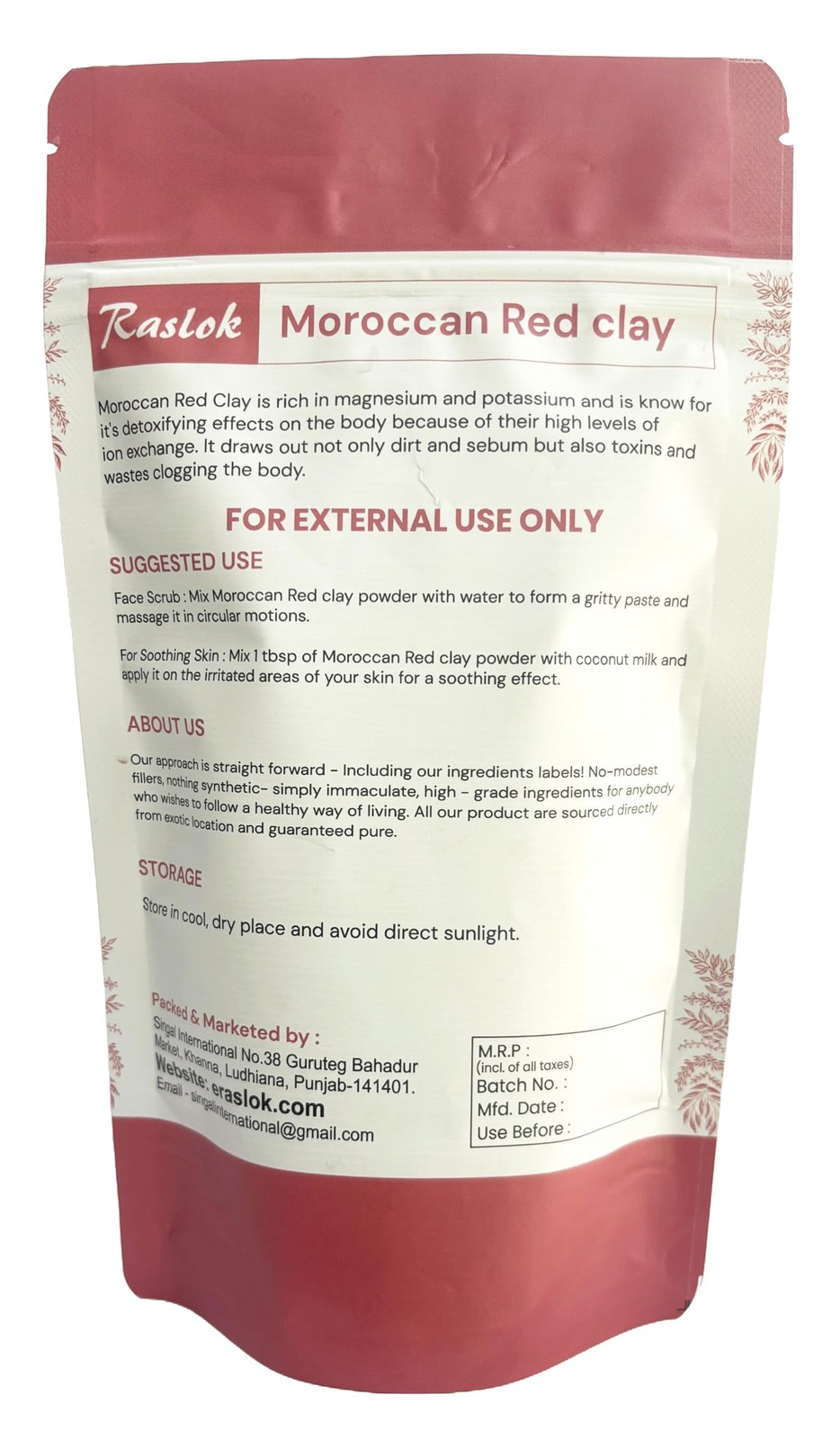 Moroccan Red Clay 100g | 3.52 oz. | Suitable for , Scrub,Soaps,Bath Bombs, Bo…