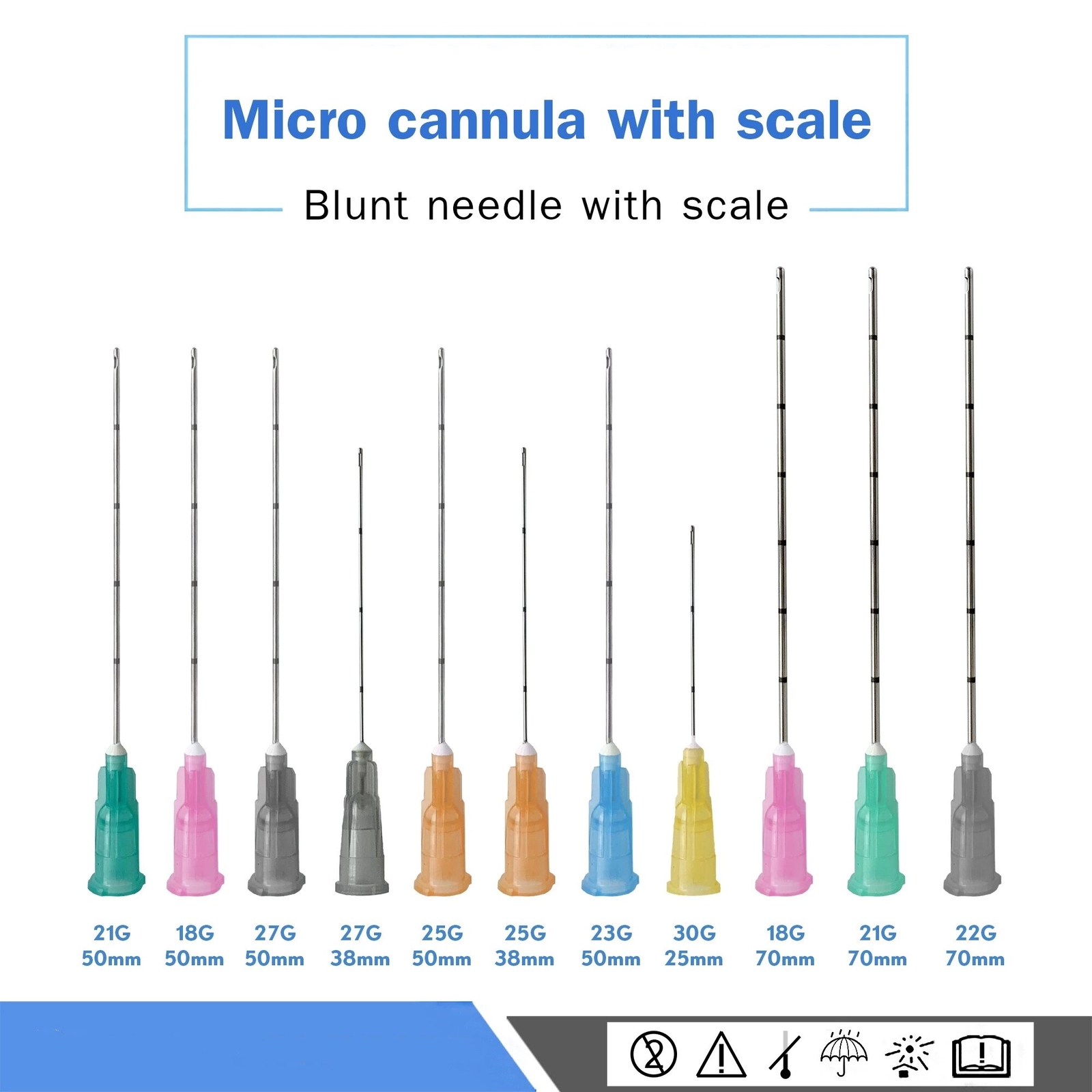 5-50x Blunt Tip for Filler-23g/25g/27g/30g 25/50mm,Micro Cannula with Puncture