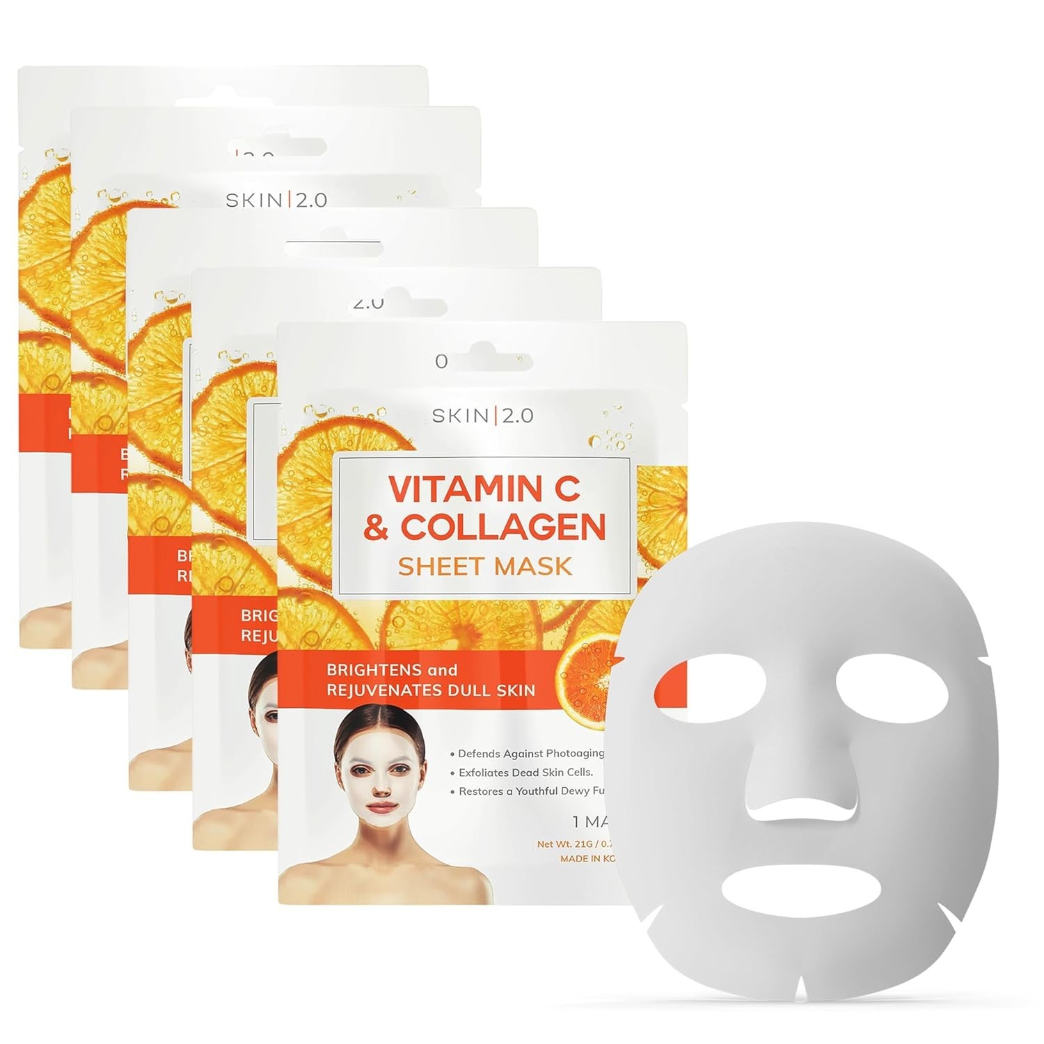 Vitamin C & Collagen Sheet Mask – Anti-Aging, Wrinkle & Age Spot Reducer, Hyd…