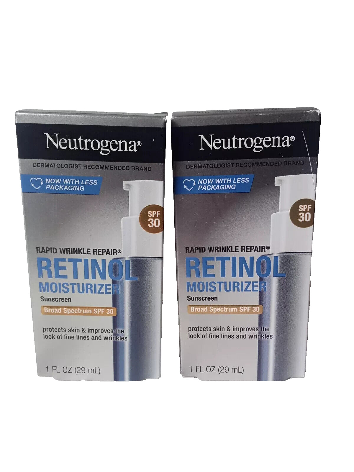 Lot Of 2 Neutrogena Rapid Wrinkle Repair Moisturizer 1oz SPF 30 Exp-12/2026
