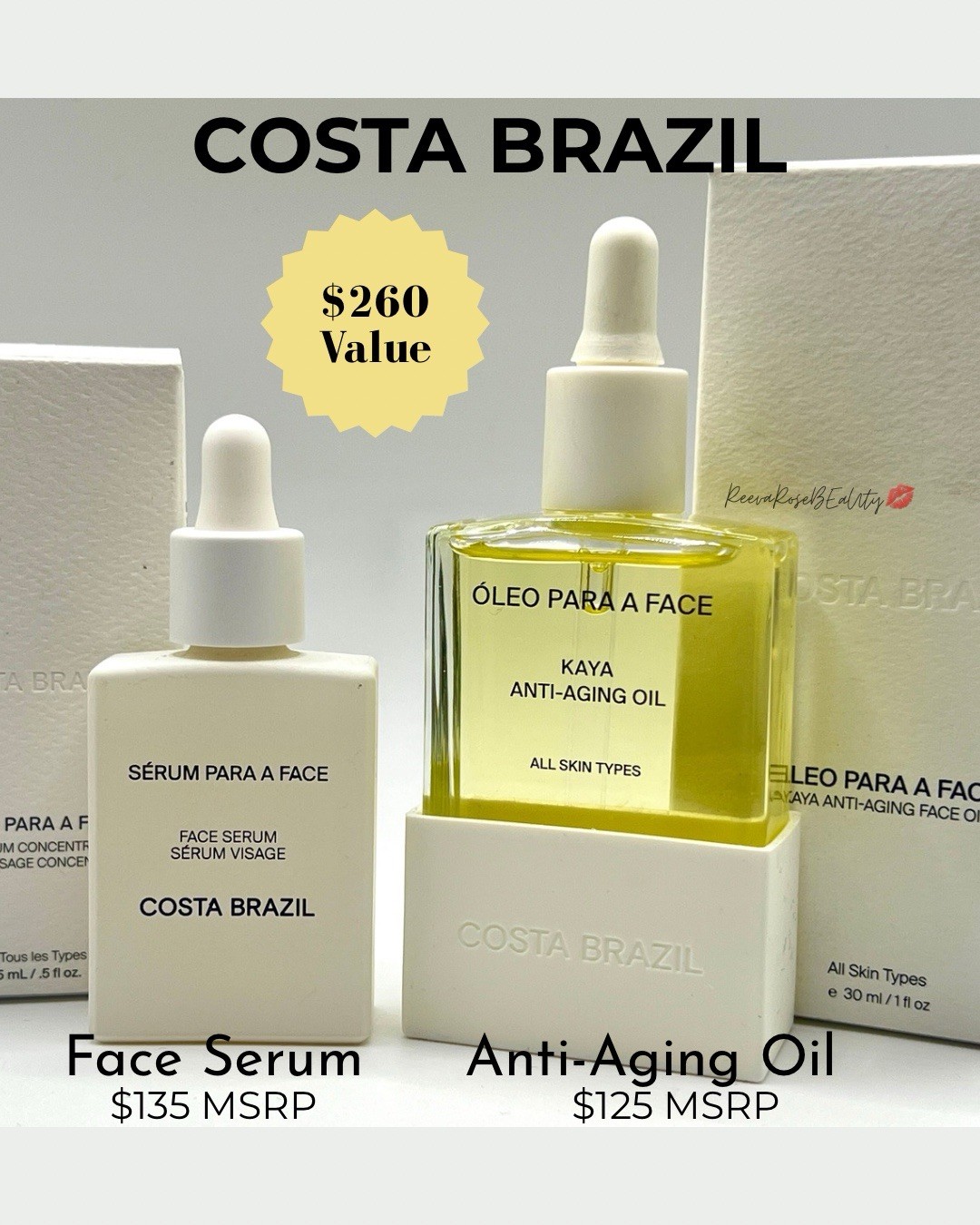 Costa Brazil Kaya Anti-Aging Oil 30ml & Face Serum 15ml Set BNIB $260 MSRP