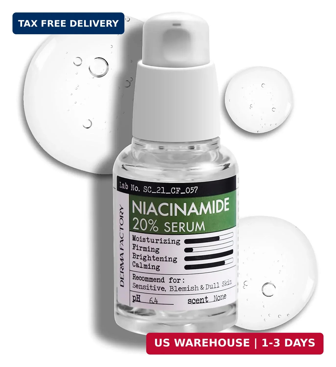 Niacinamide 20% Vitamin B3 Concentrated Face Serum 1 Oz- Damask Rose Water 64.5%