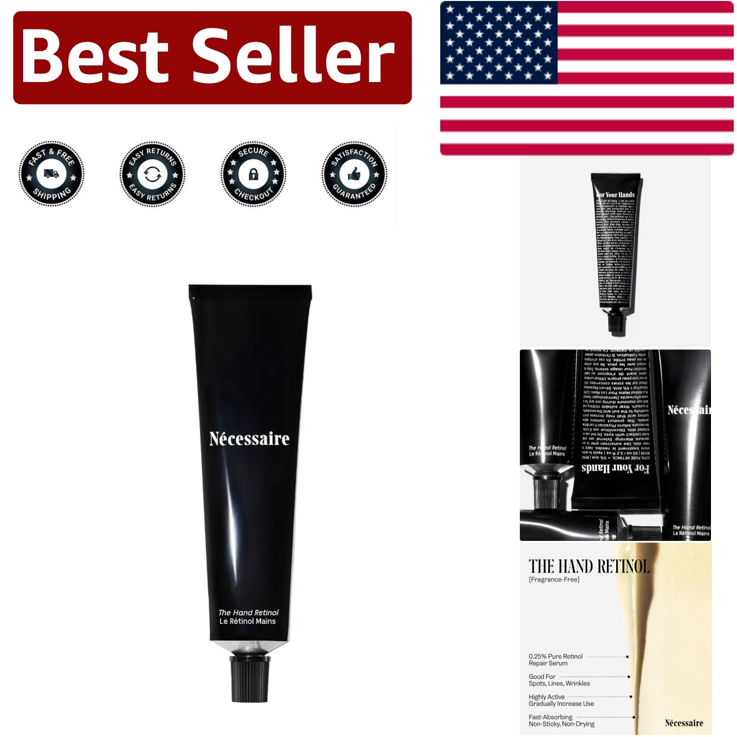 The Hand Retinol Anti-Aging Serum – 0.25% Retinol & 5% AHA for Youthful Hands