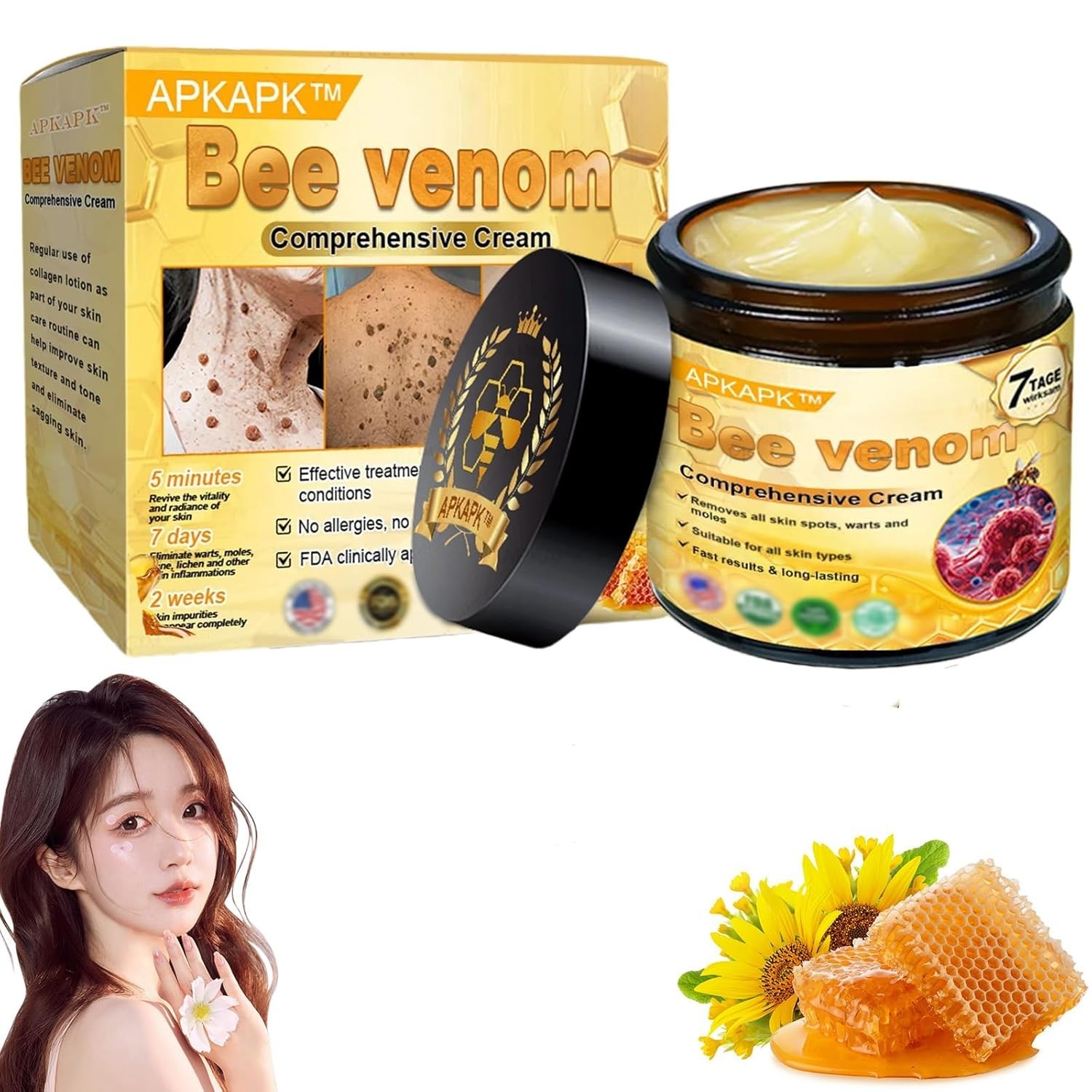 APKAPK Bee Venom Comprehensive Cream,Anti-Aging, Hydrating,Natural Ingredients