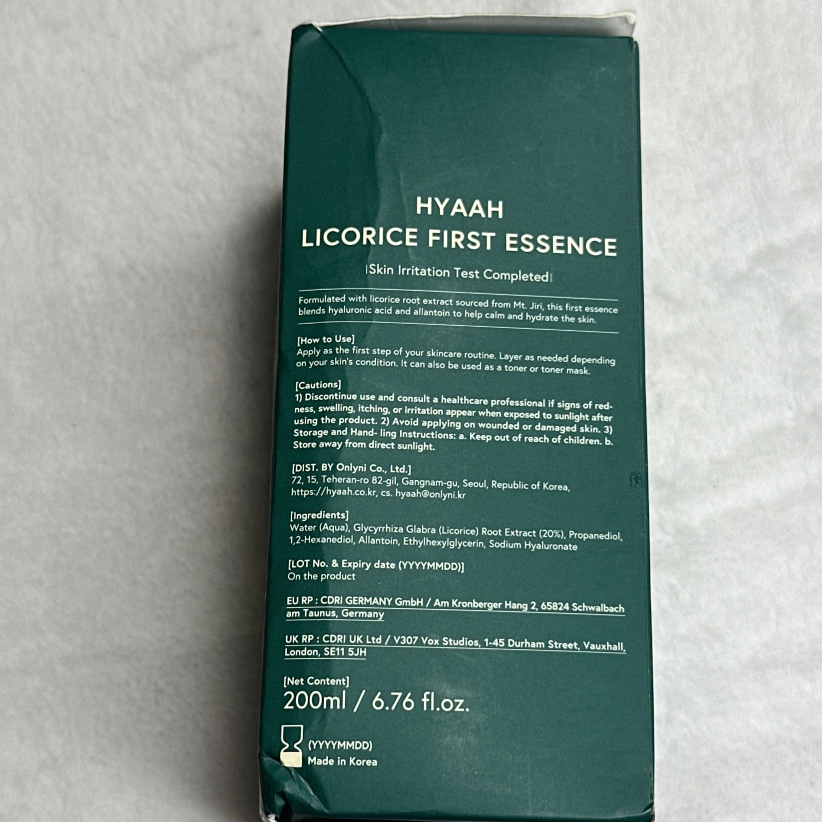 NOT FULL HYAAH Licorice First Essence 200ml US Seller Korea Skin Calming Acne