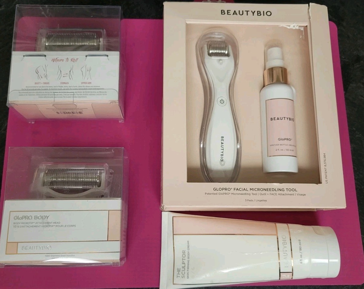 BeautyBio GloPro Microneedling Facial Body Regeneration Tools Skin Firming Cream