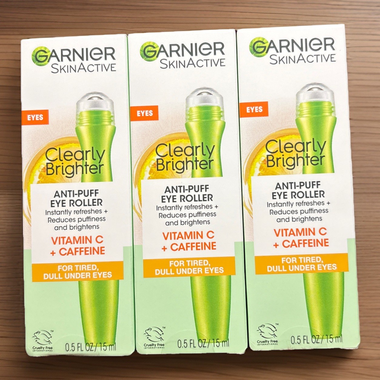 Garnier SkinActive Clearly Brighter Anti-Puff Eye Roller 0.5 fl oz ea 3 PK!