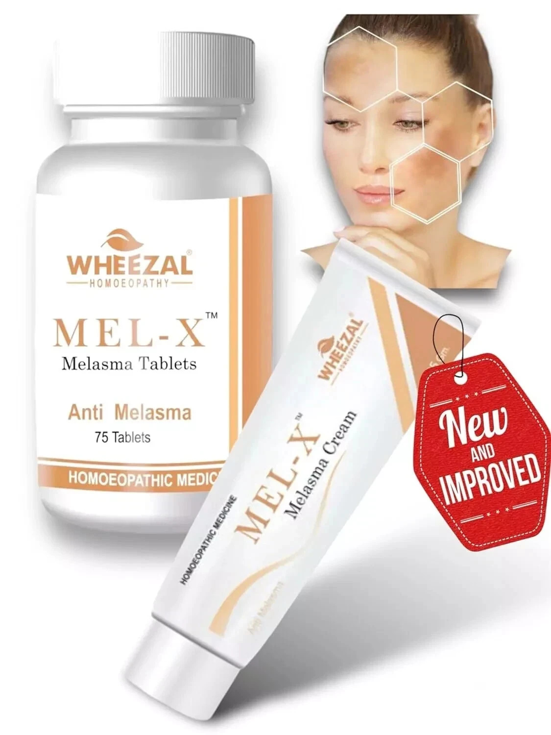 Melasma Treatment 75 tab Stain Improvement Skin Care Whitening cream 25gm COMBO