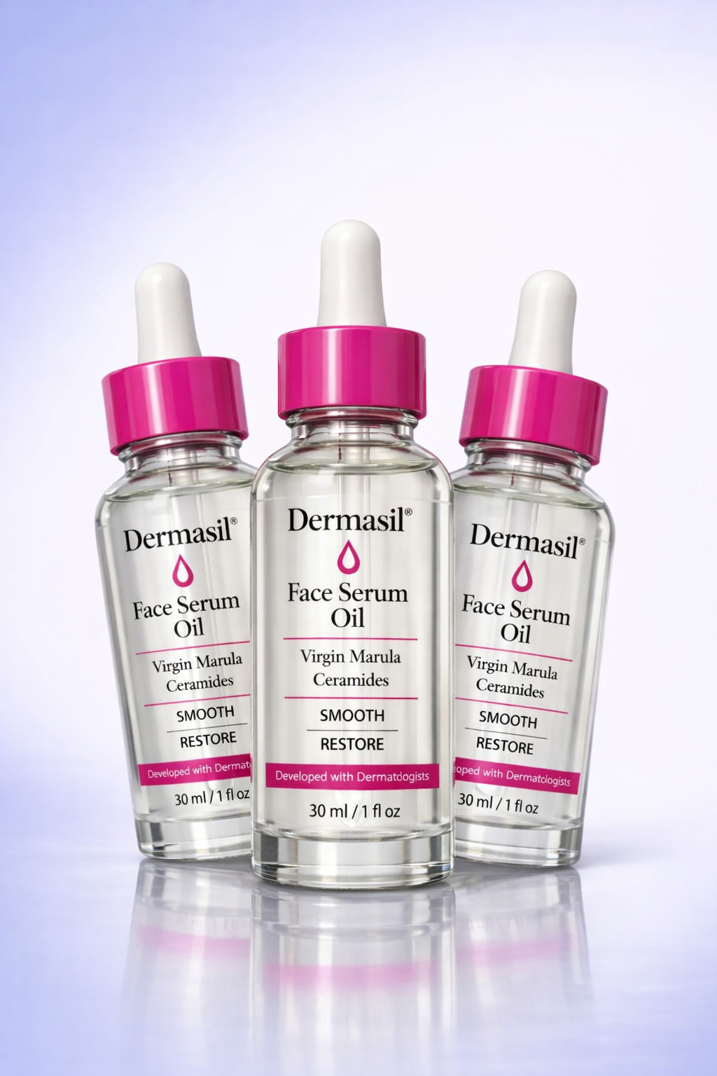 Dermasil Face Serum Oil 1oz With Virgin Marula Ceramides-Smooth & Restore 3 Pack