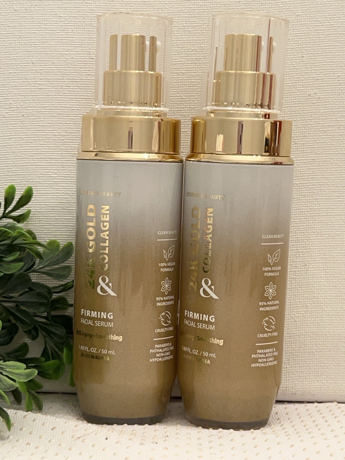 2X L’essence Beauty 24K Gold & Collagen Firming Facial Serum 1.69 Fl Oz Each