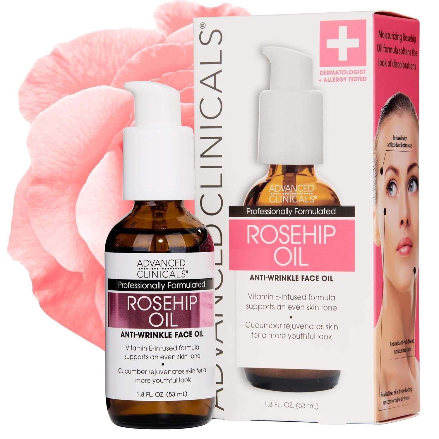 Lightweight Rosehip Oil with Vitamin E – 1.8 Fl Oz for Smooth, Glowing Skin