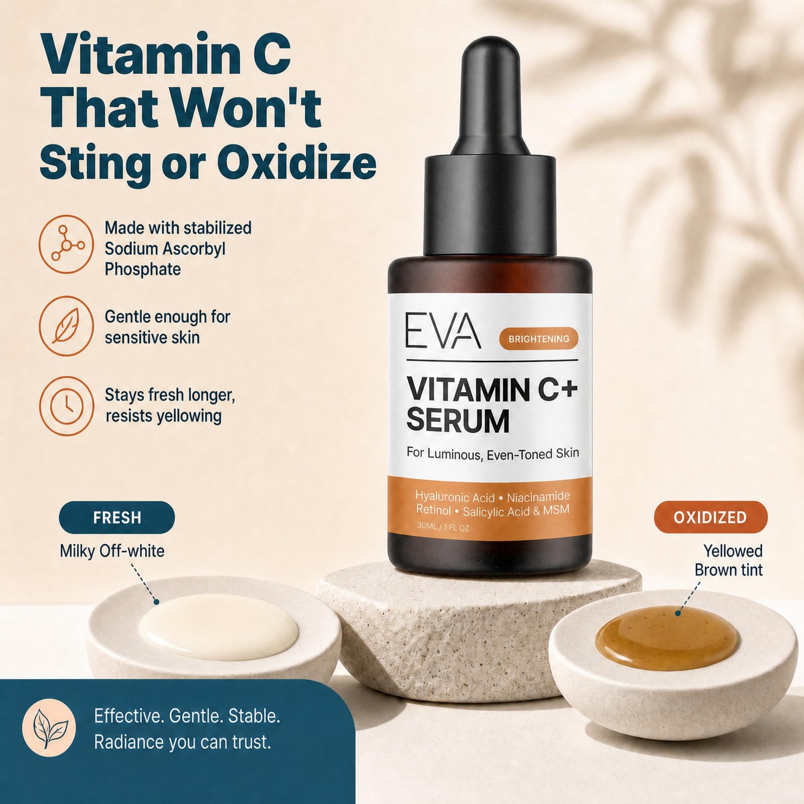 Eva Naturals Vitamin C Serum for Face – Anti Aging 1 Fl Oz (Pack of 1), White