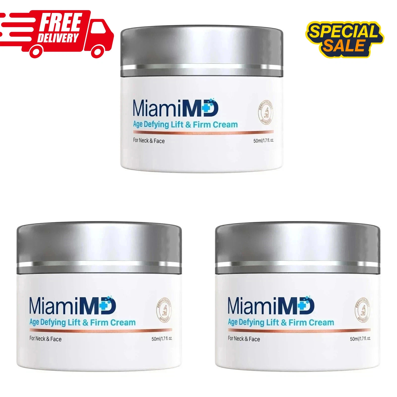 MiamiMD (Miami MD) Age Defying Lift & Firm Cream For Neck And Face – 50ml 3pack