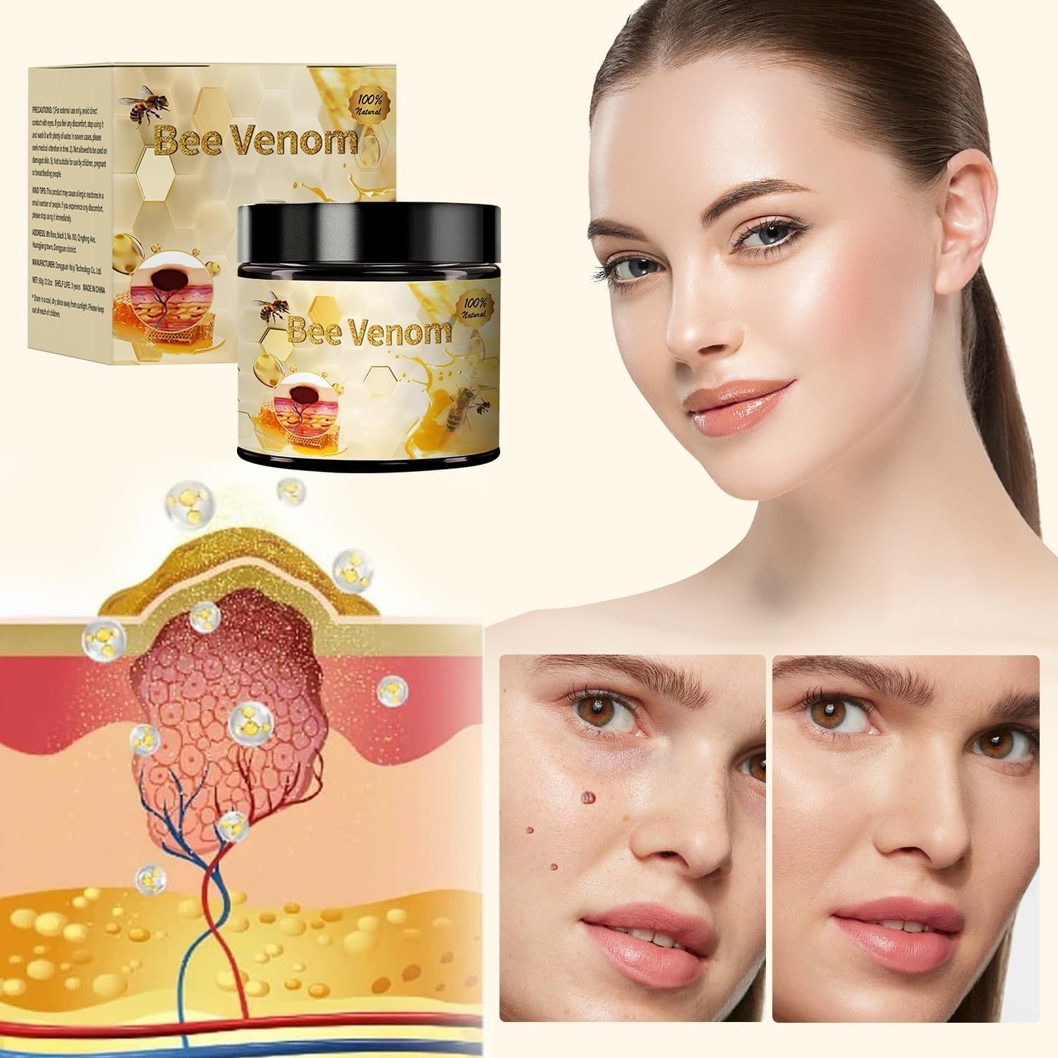 Bee Venom Repair Cream for All Skin Types – Effective Moisture Infusion, 2 Jars