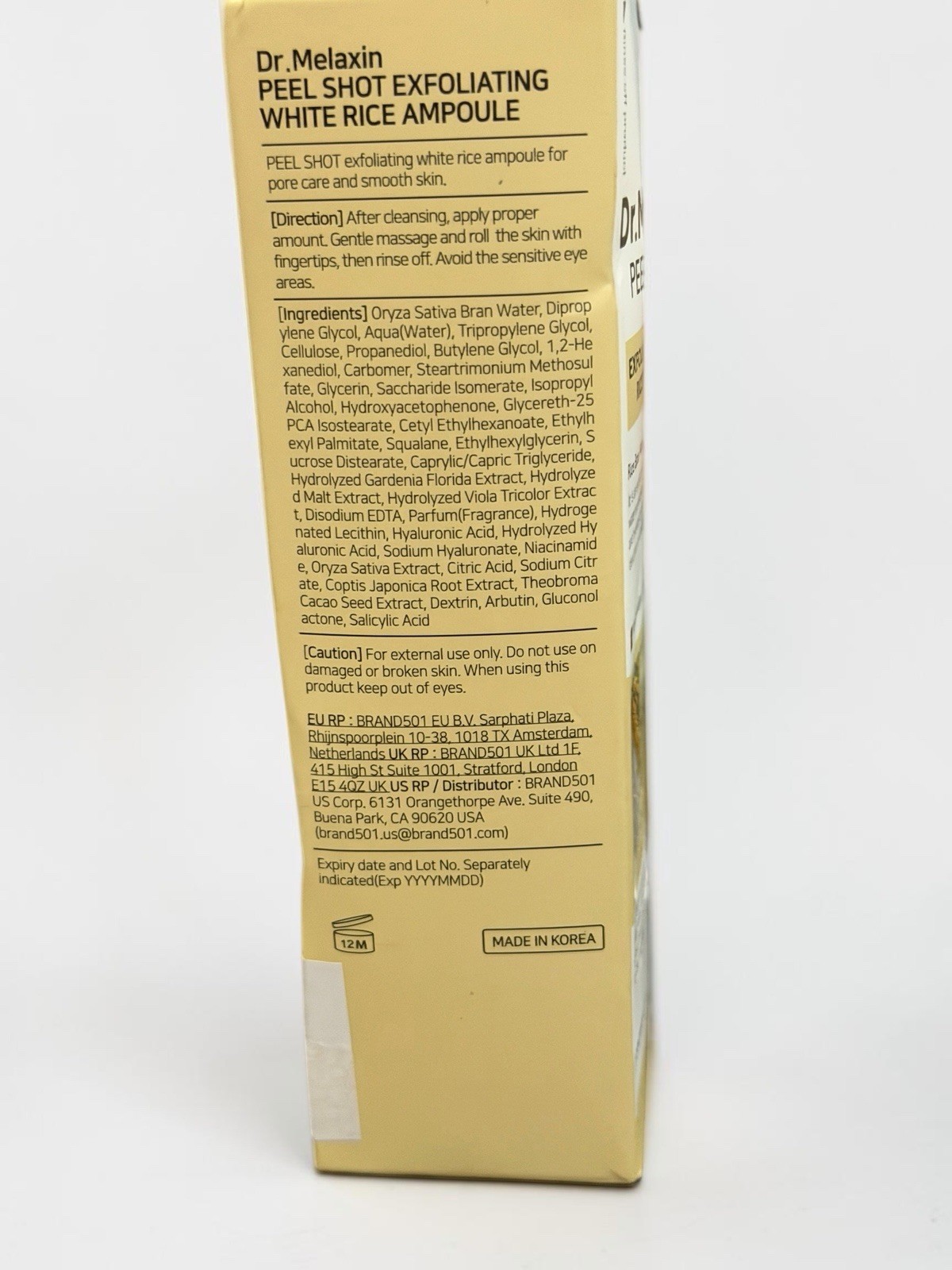 NIB~ Dr Melaxin Peel Shot Exfoliating White Rice Ampoule 2.7 oz 80 mL PS